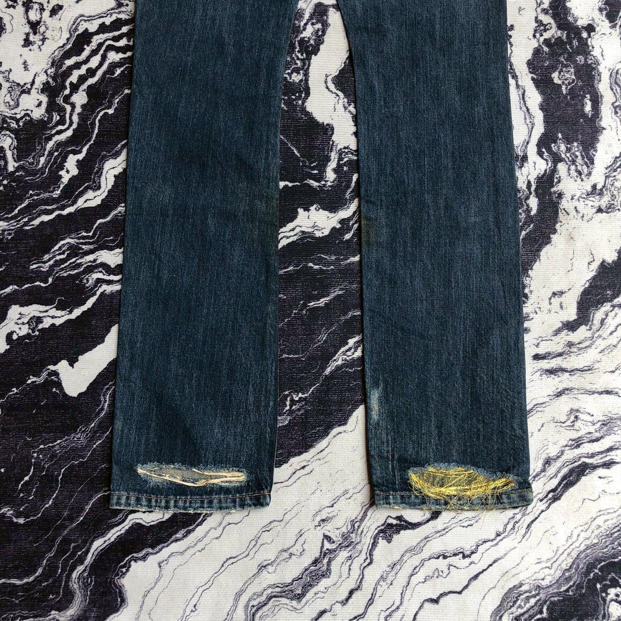 Mastermind Japan Vintage Mastermind JAPAN Distressed Gold Thread Denim Size US 37 - 8 Thumbnail