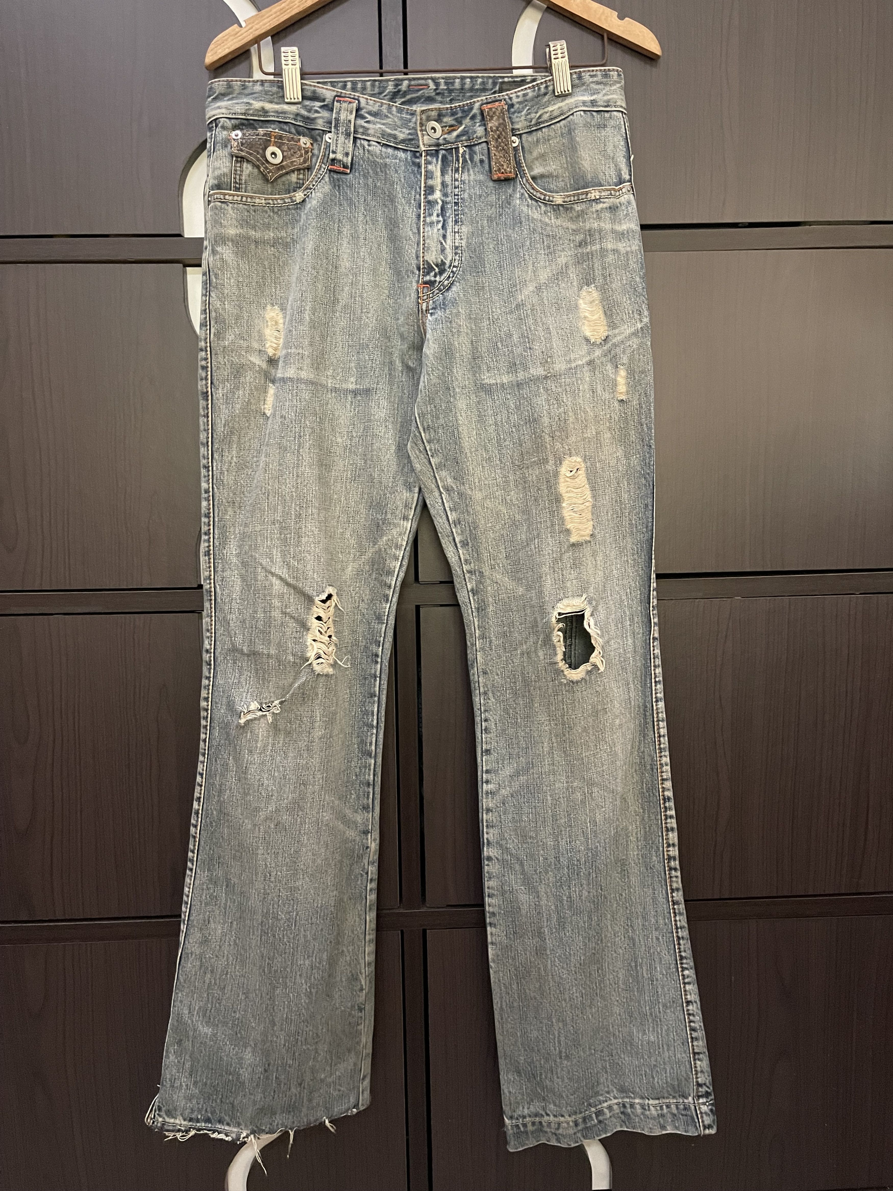 Hysteric Glamour × If Six Was Nine × Le Grande Bleu (L.G.B.) Takaiq.com Phyton Snake Skin Distressed Flared Jeans Size US 32 / EU 48 - 3 Thumbnail