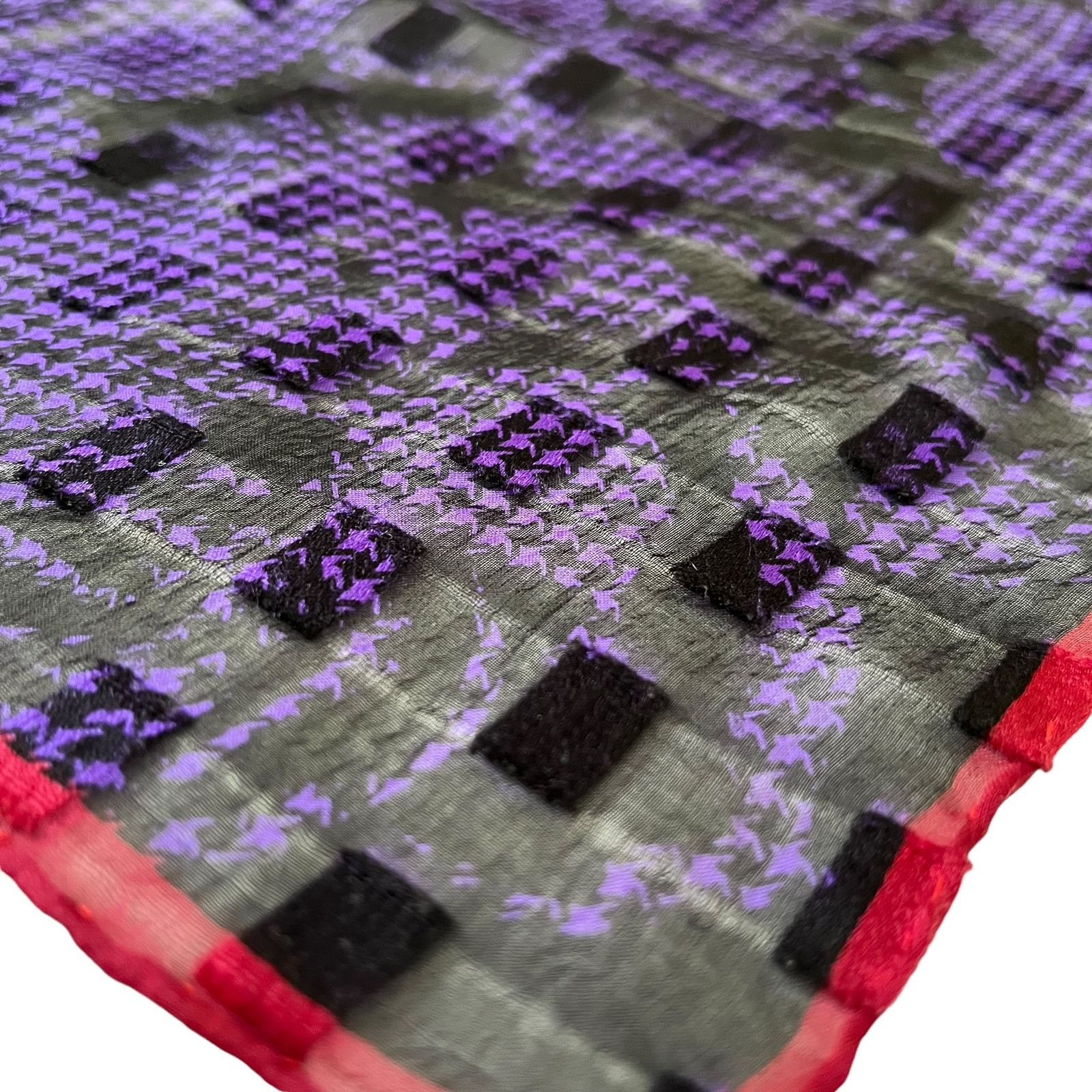 Emanuel Ungaro × Vintage Vintage Emanuel Ungaro Purple Houndstooth Silk Burnout Scarf Size ONE SIZE - 5 Thumbnail