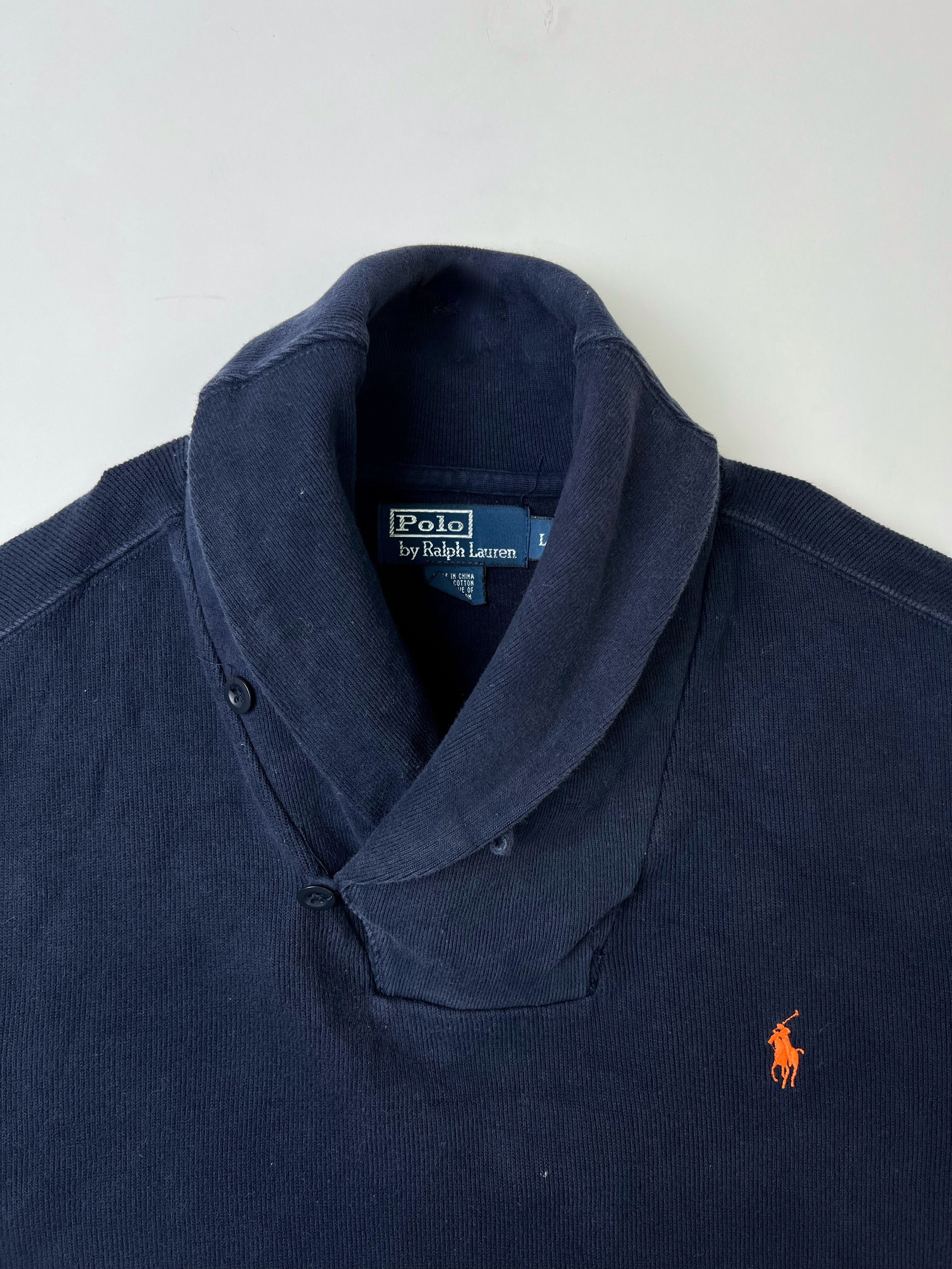 Polo Ralph Lauren Ralph Lauren Cotton Sweater Shawl Collar Navy Blue Large Size US L / EU 52-54 / 3 - 2 Thumbnail