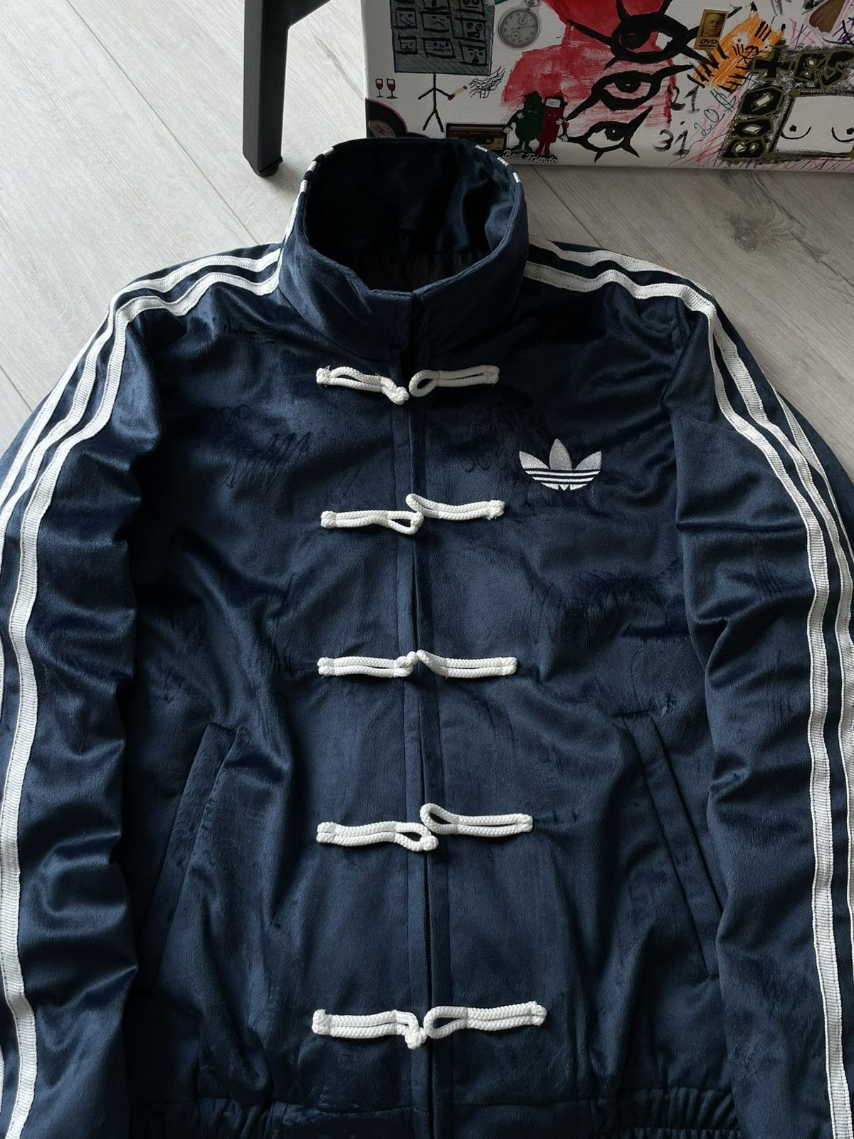 Other Napoleon Adidas Track Jacket Style Y2K Velour Dark Blue Size M / US 6-8 / IT 42-44 - 4 Thumbnail