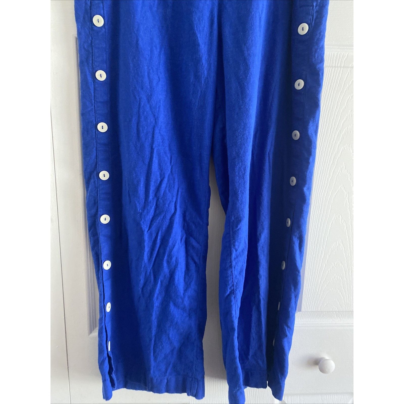 Other Soft Surroundings Large Blue Sonoma Linen Blend Wide Leg Size 32" / US 10 / IT 46 - 3 Thumbnail