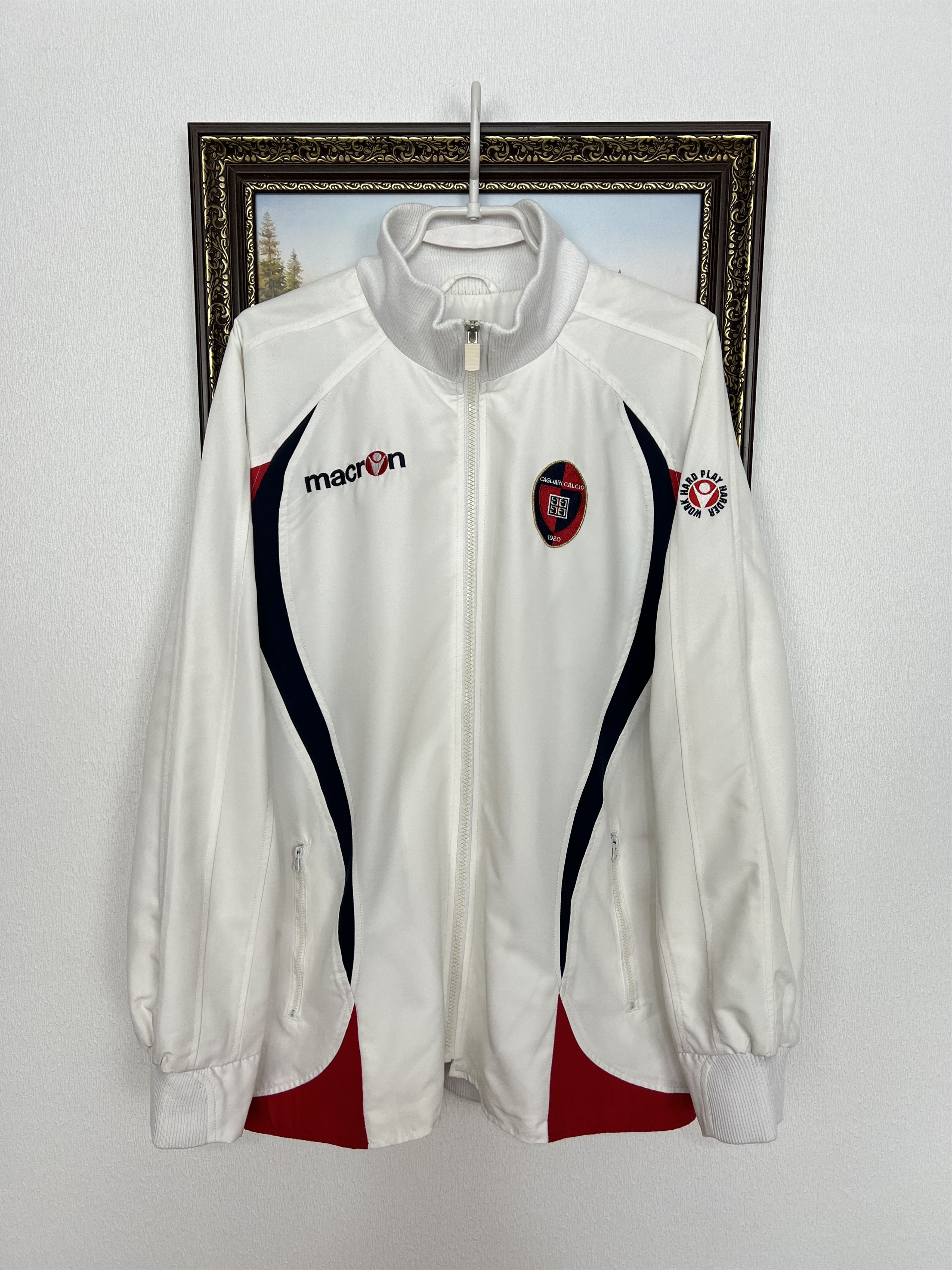 Vintage Macron Cagliari Football Jacket Soccer Track Top Zip
