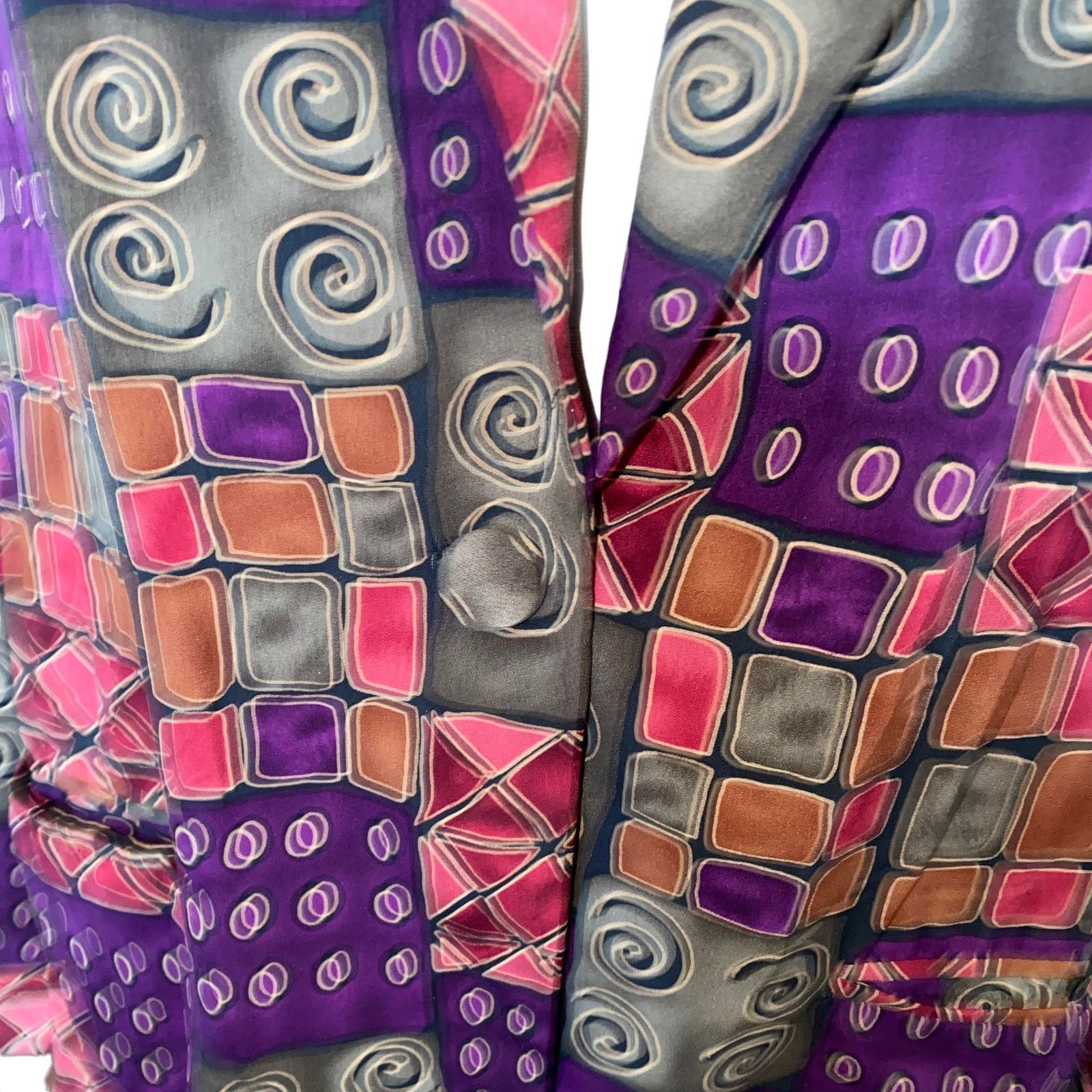 Other Vintage Retro abstract print one button Blazer Petite Large Size L / US 10 / IT 46 - 4 Thumbnail