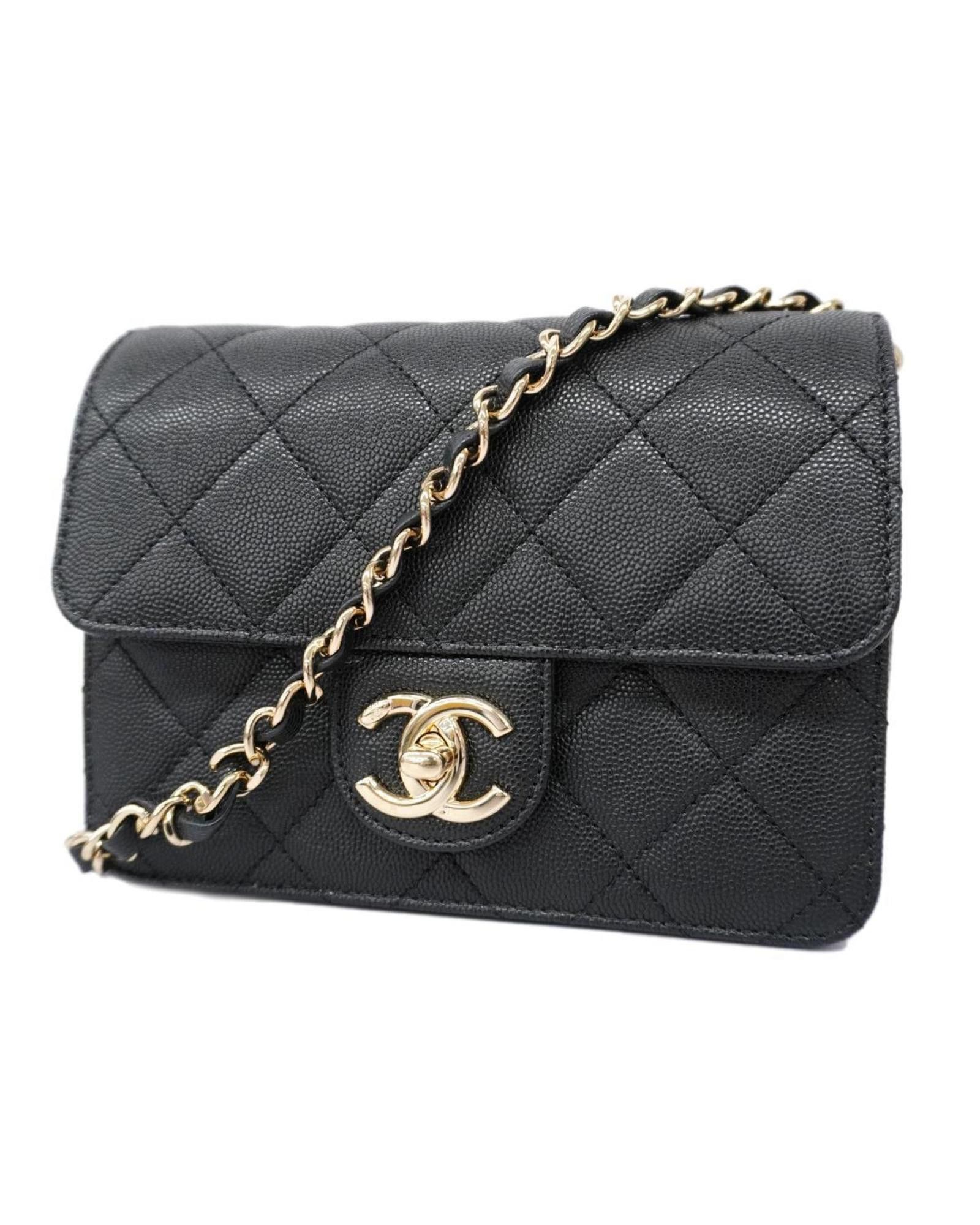 image of Chanel Sophisticated Black Leather Shoulder Bag With Versatile Closure Options, Women's