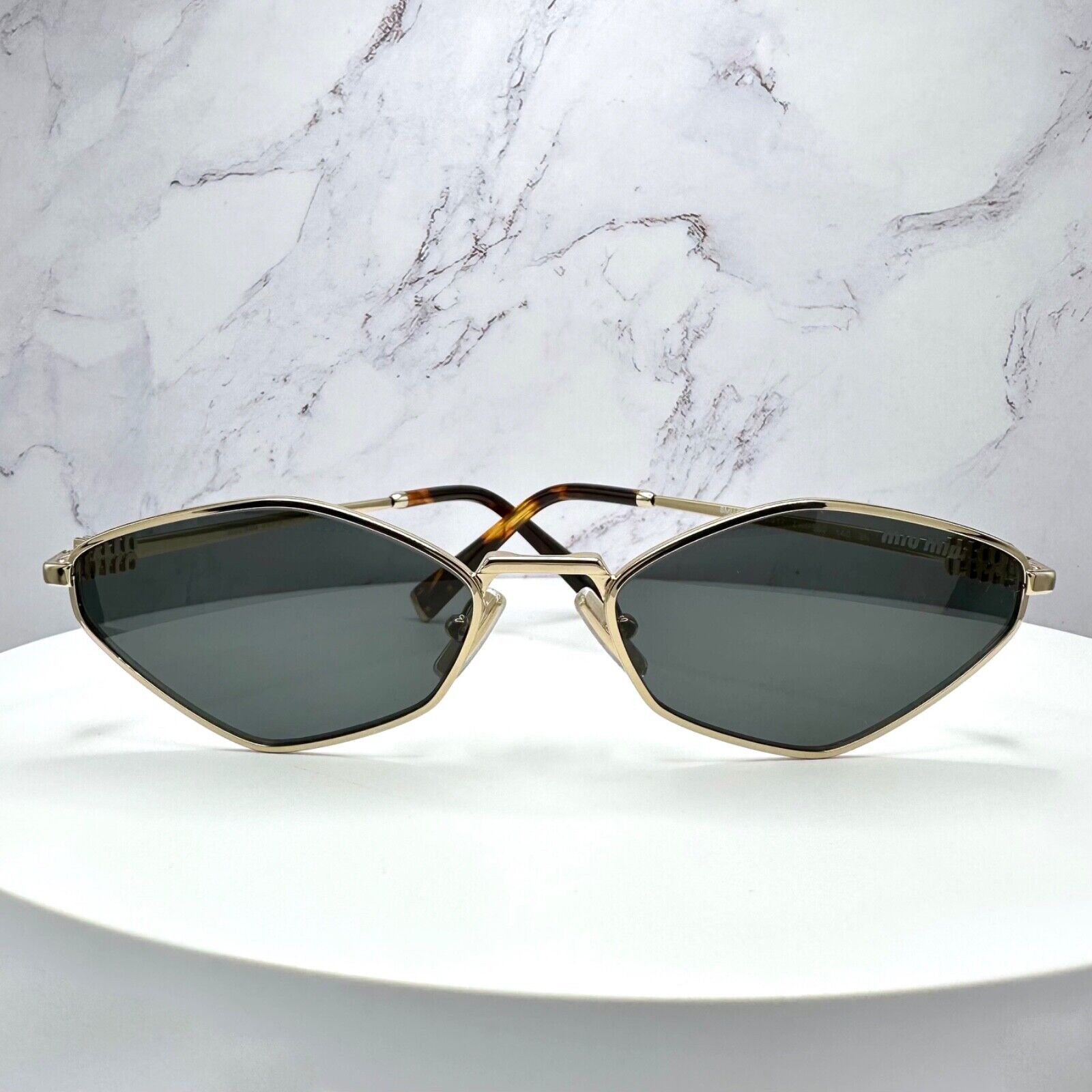 Miu Miu New MIU MIU Runway Hexagon Gold Metal Sunglasses Logo Size ONE SIZE - 2 Thumbnail
