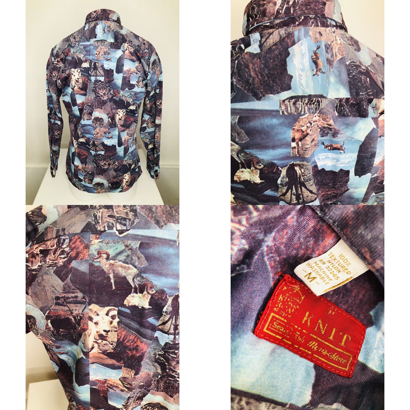 Sears SEARS Knit GOATS / ZEBRA WILDLIFE Shirt Md. M Multicolor Button-Up Long Sleeve Collared Mens Size US M / EU 48-50 / 2 - 8 Thumbnail