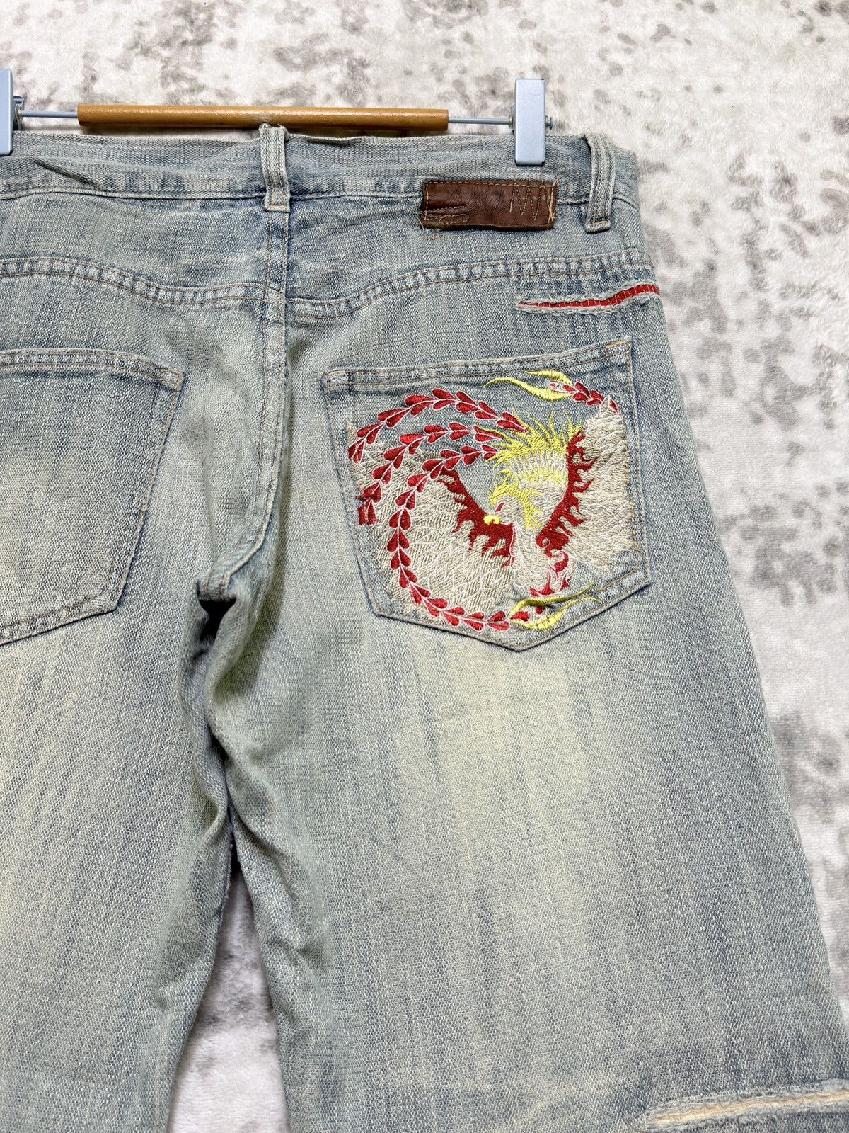 Vintage Gumu International Phoenix Embroidery Denim Y2K Straight Fit Size US 32 / EU 48 - 10 Thumbnail