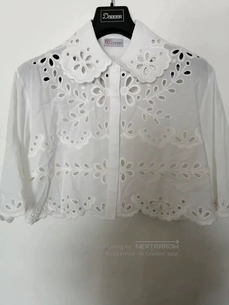 Valentino Valentino Lace embroidered cut-out white suit Size L / US 10 / IT 46 - 2 Thumbnail