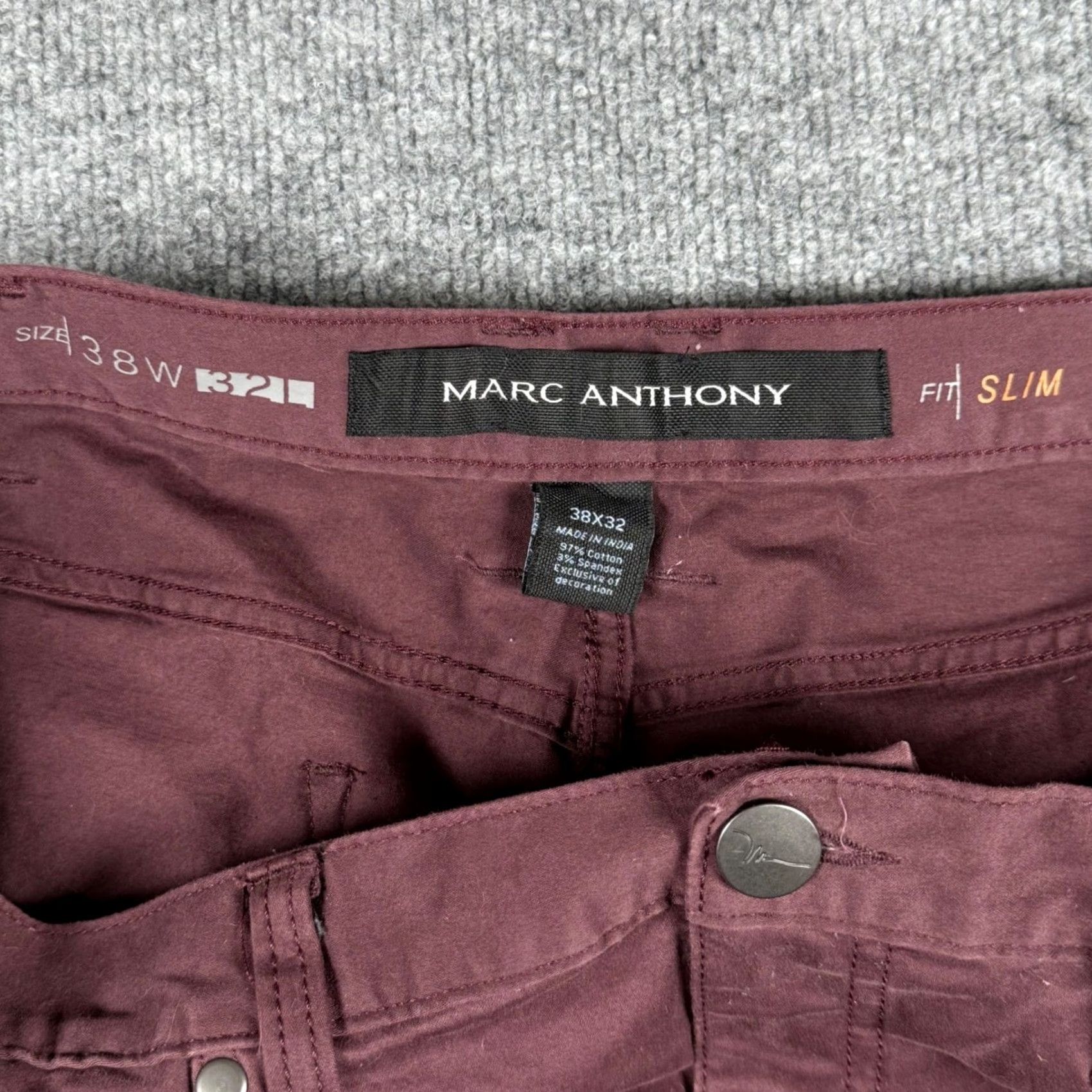 Vintage Marc Anthony Slim Fit Pants Chino Pants 38x32 Men Casual Office Burgundy maroon Slim Pretty Pants Pants Mens Shirts Size US 38 / EU 54 - 4 Thumbnail