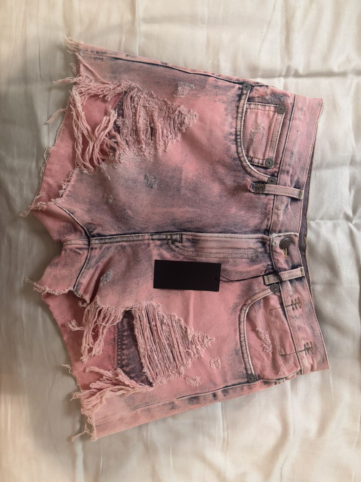 R13 R13 Pink Shredded Slouchy Denim Shorts Size 26" / US 2 / IT 38 - 4 Thumbnail