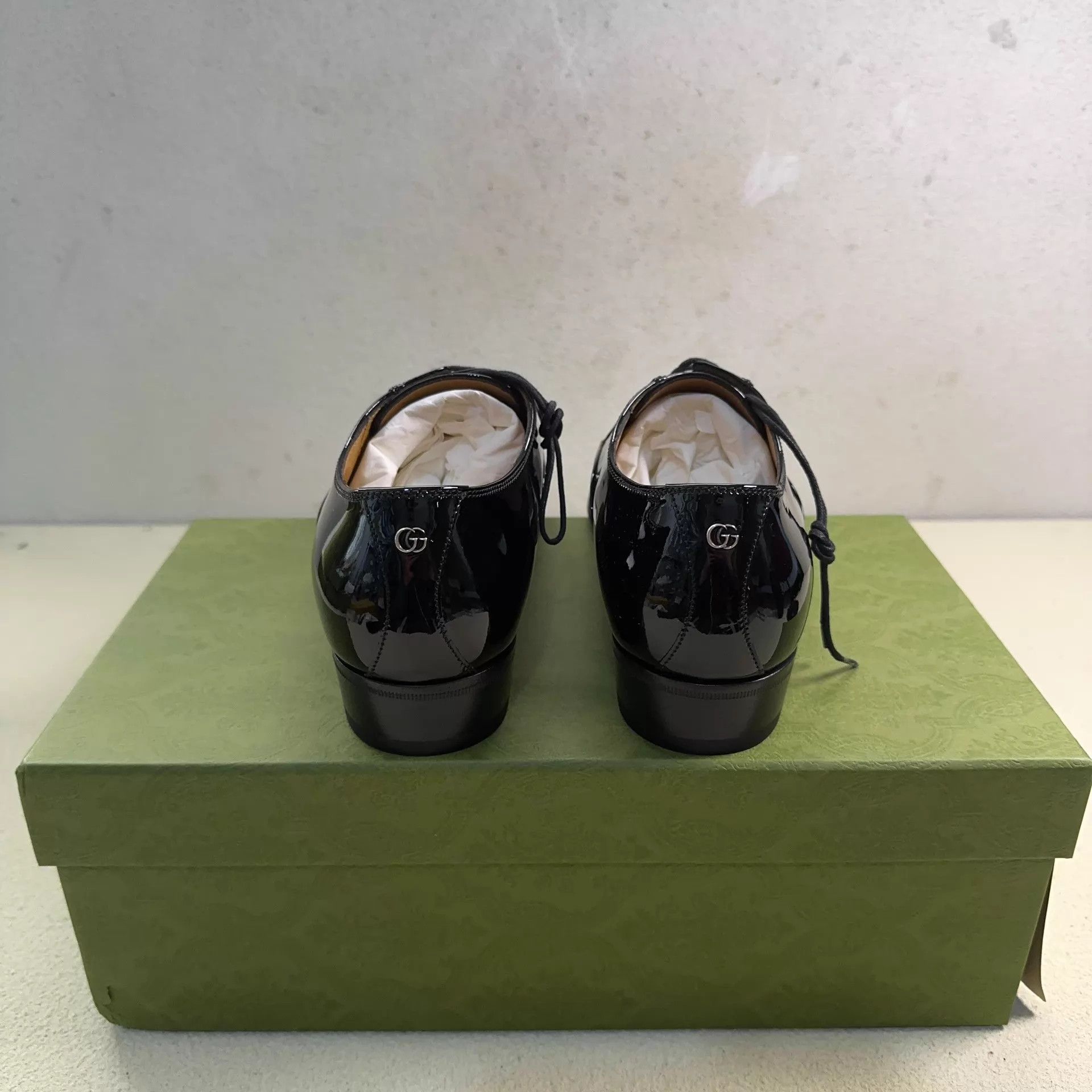 Gucci Gucci Men's Patent Leather Black Lace-up Leather Shoes Size US 9 / EU 42 - 3 Thumbnail