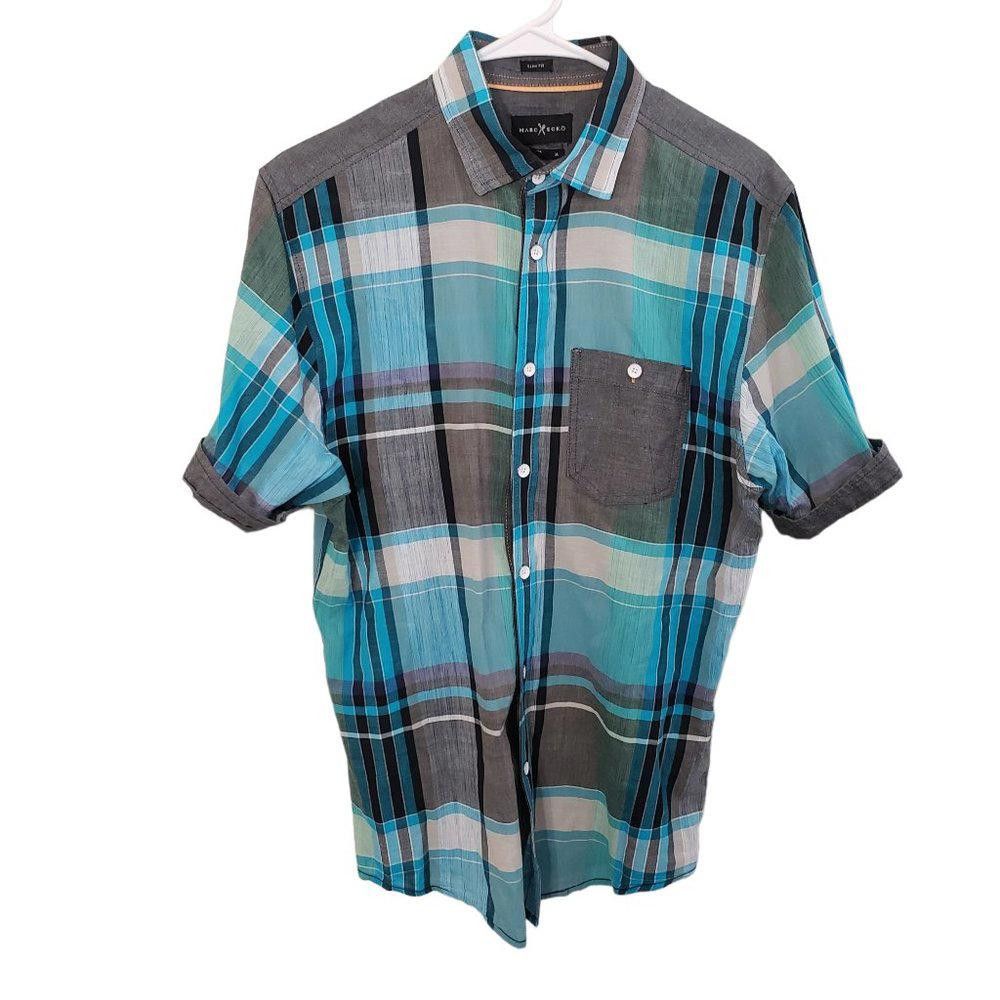 Designer CT352 Mark Ekco Men’s Blue & Gray Shirt M Size US M / EU 48-50 / 2 - 1 Thumbnail