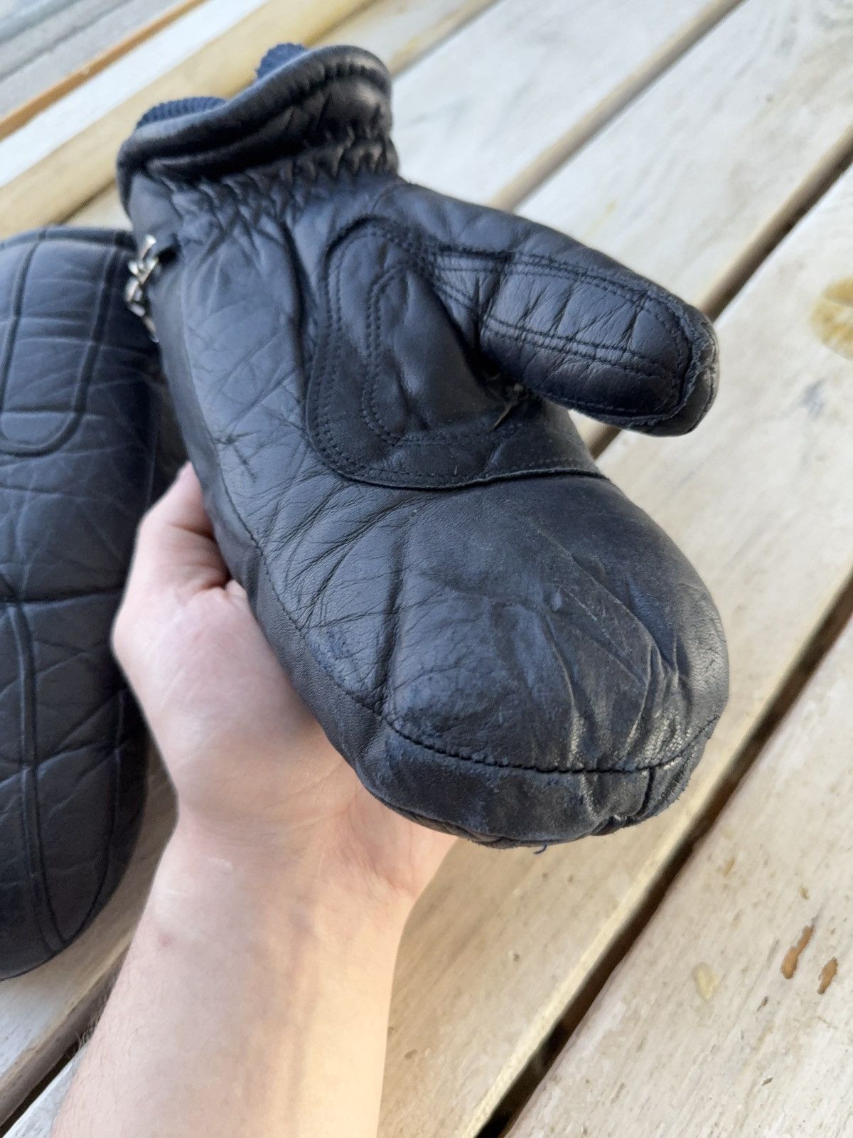 Genuine Leather × Japanese Brand × Vintage Vintage 90s Avant Garde Blue Rare Japanese Leather Gloves Size ONE SIZE - 5 Thumbnail