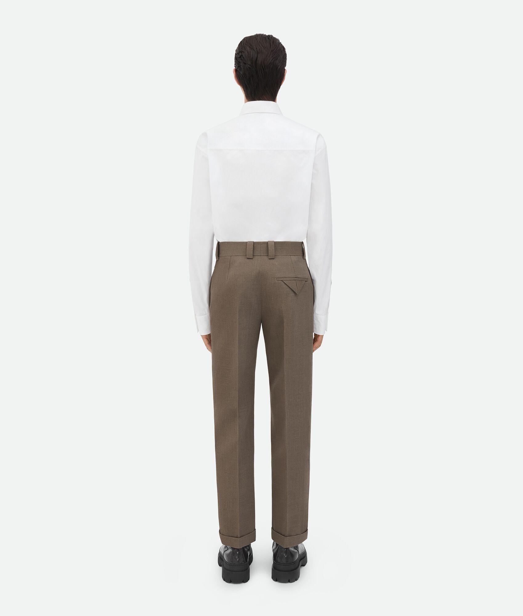 Bottega Veneta o1w1db10825 Wool Twill Cropped Trousers Grey/Ochre Melange Size US 32 / EU 48 - 3 Thumbnail
