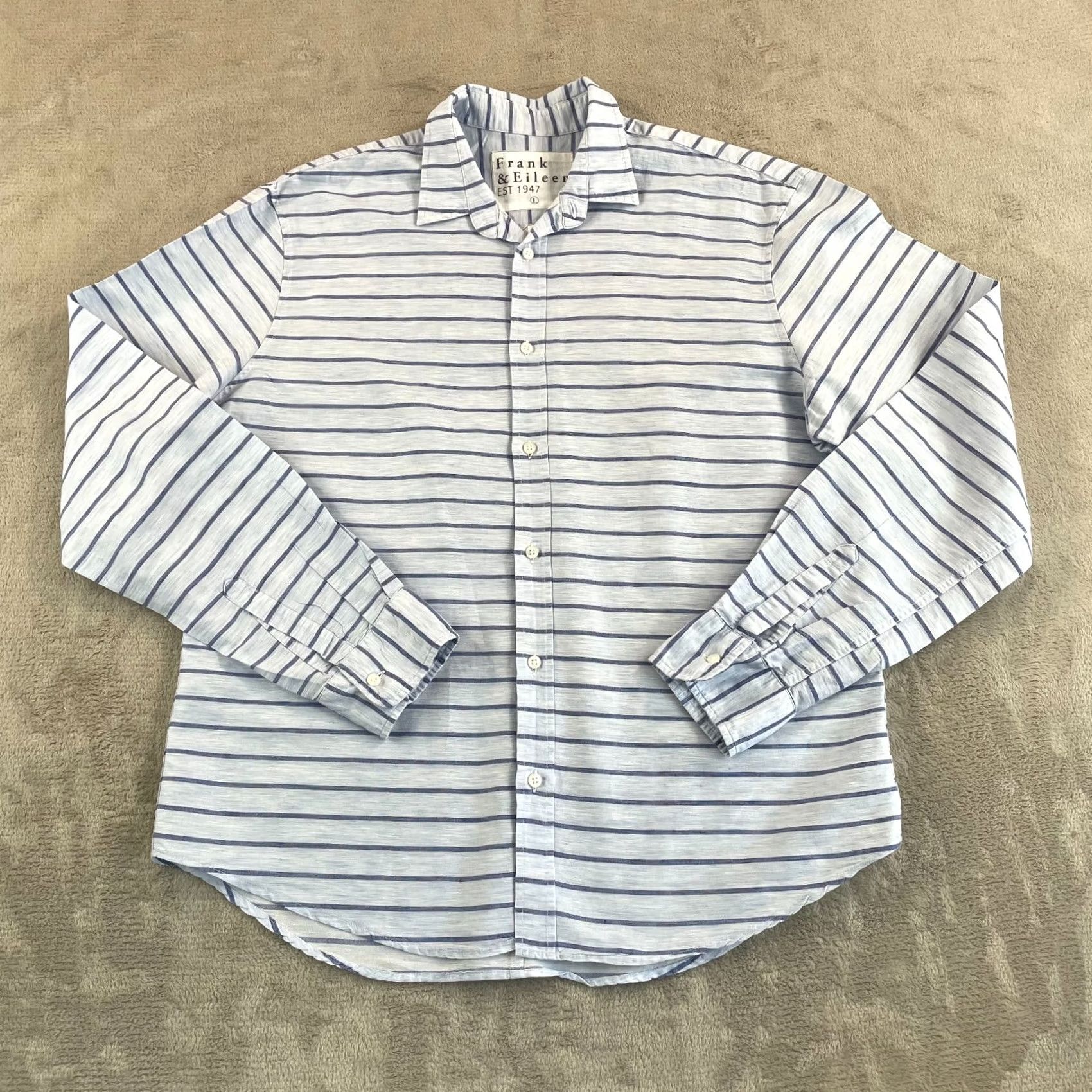 Frank & Eileen Frank & Eileen Paul Shirt Women Large Blue Linen Blend Relaxed Fit Long Sleeve Size L / US 10 / IT 46 - 3 Thumbnail