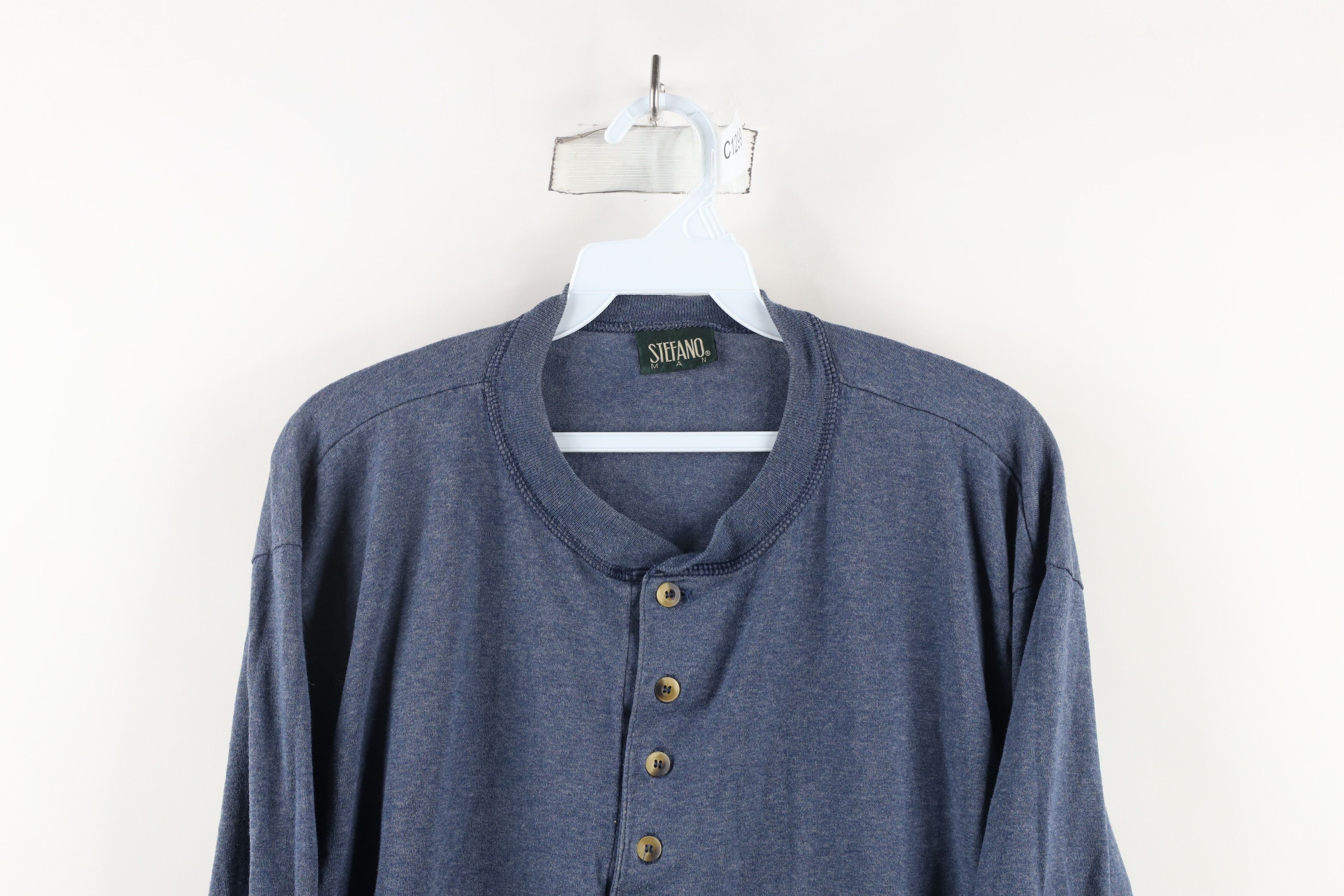 Vintage Vintage 90s Streetwear Blank Knit Long Sleeve Henley T-Shirt Size US M / EU 48-50 / 2 - 2 Thumbnail