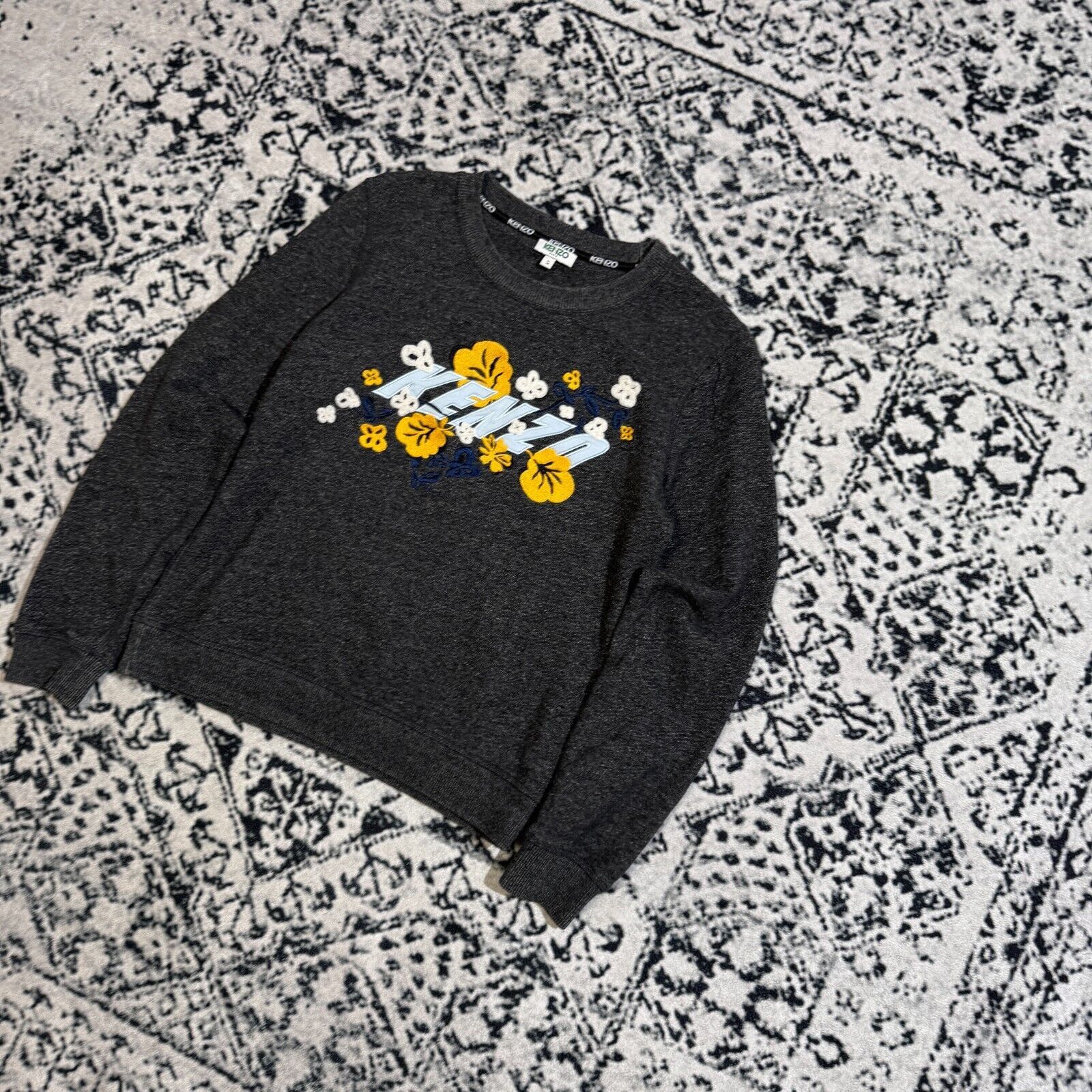 Kenzo × Vintage Vintage Kenzo Junior Gray Cotton Crewneck Size S Floral Size US S / EU 44-46 / 1 - 2 Thumbnail