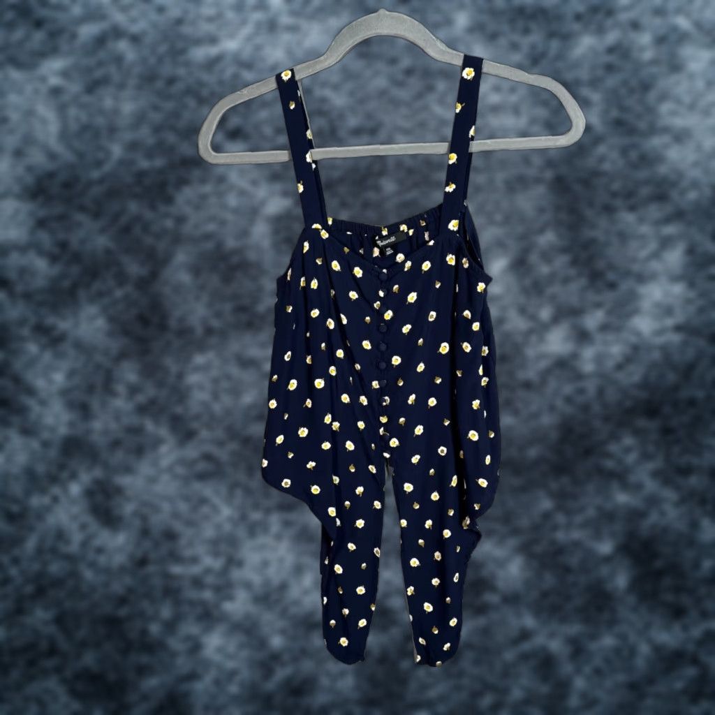 Madewell MADewell Navy Floral Blouse Womens 2XS Adult Small Sleeveless 100% Rayon Blue Floral Summer Top Womens Size XXS / US 00 / IT 34 - 1 Thumbnail