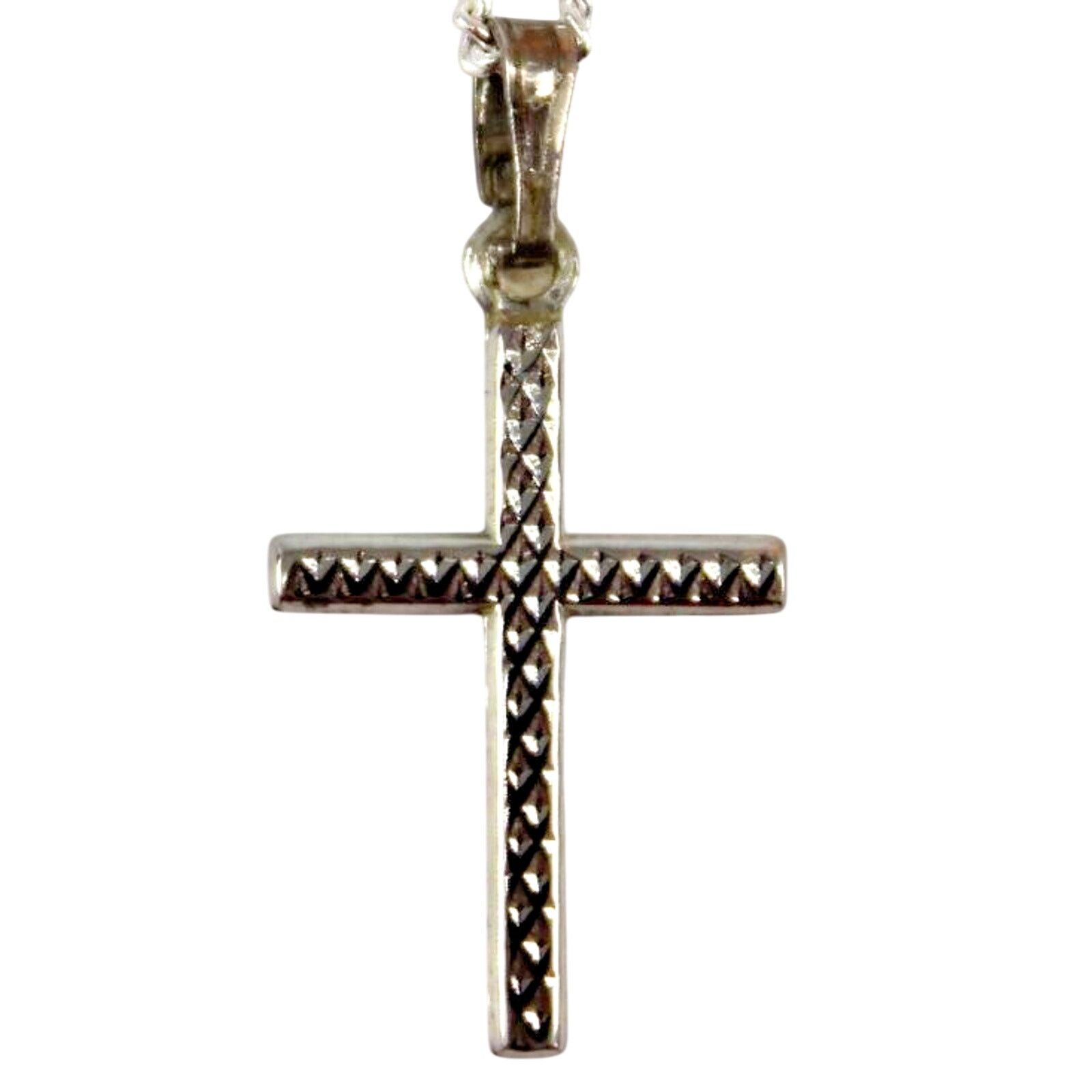 Other Minimalist 1" Tiny Cross Necklace Etched Sterling Silver Size ONE SIZE - 1 Thumbnail