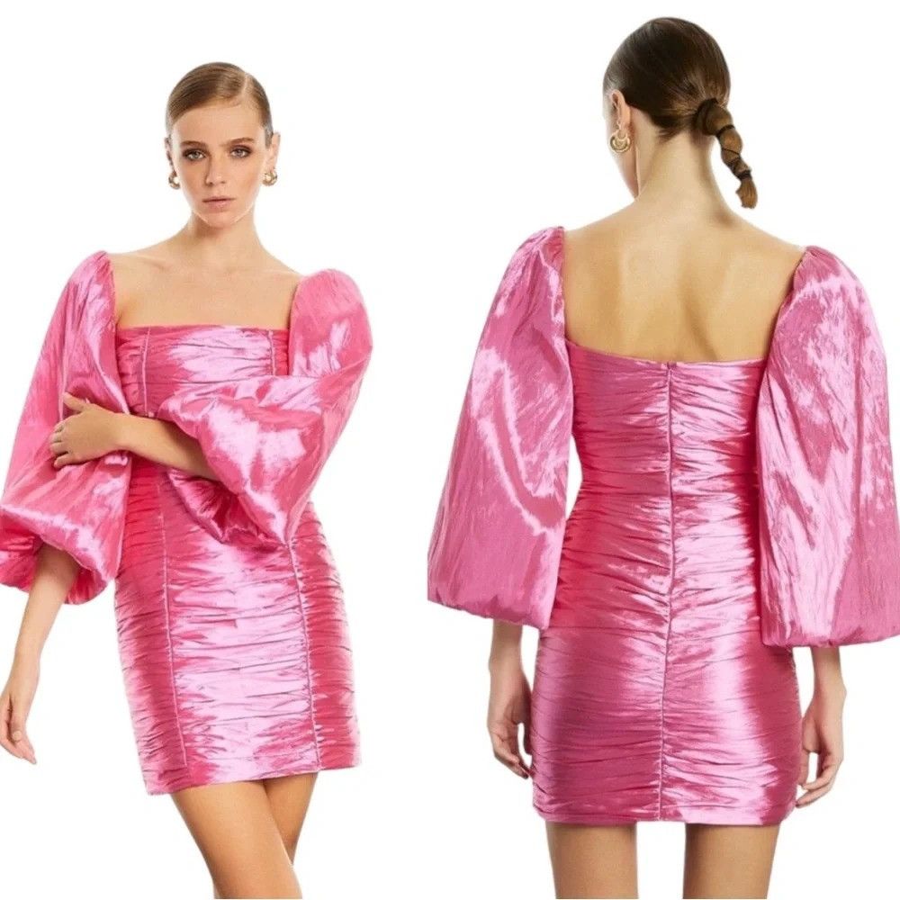NOCTURNE NOCTURNE LIMITED EDITION BALLOON SLEEVE FUCHSIA DRAPED DRESS Size M / US 6-8 / IT 42-44 - 2 Thumbnail