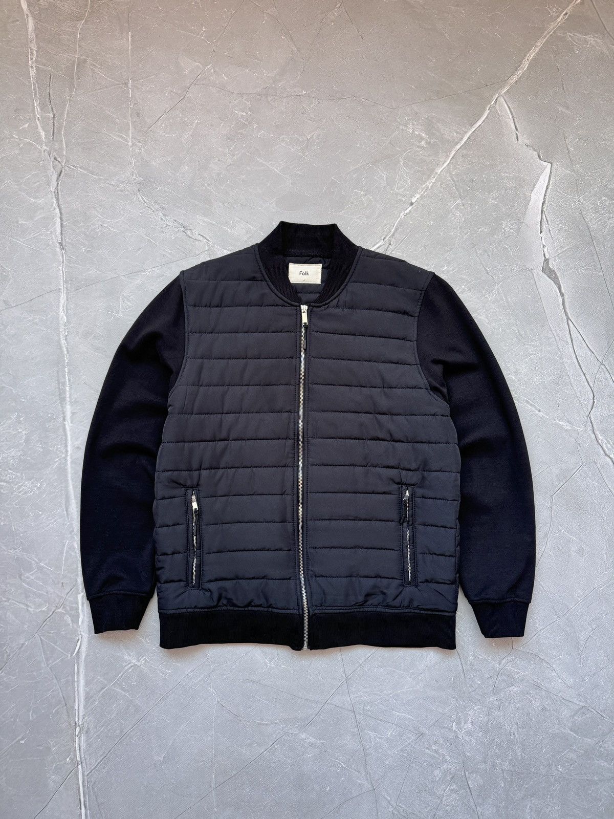 Folk Folk Nylon Cotton Quilted Light Bomber Jacket Black Size US L / EU 52-54 / 3 - 1 Thumbnail
