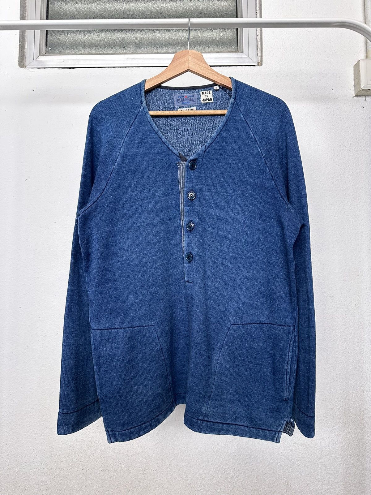 Blue Blue Japan 2000's BLUE BLUE Arigato indigo dyed sweater Size US L / EU 52-54 / 3 - 6 Thumbnail