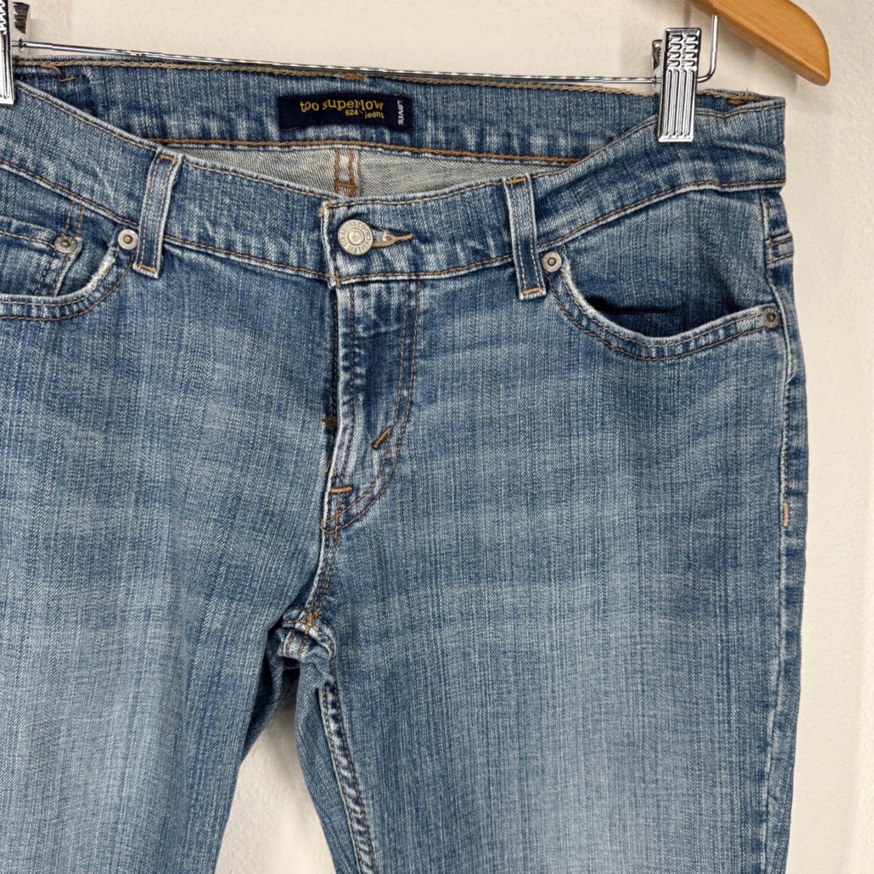 Levi's Levis 524 Too Superlow Bootcut Jeans Women 11M Medium Wash Denim Flare Pockets Stretch Vintage-Inspired Retro 5-Pocket Rise Low Jeans Size 32" / US 10 / IT 46 - 5 Thumbnail