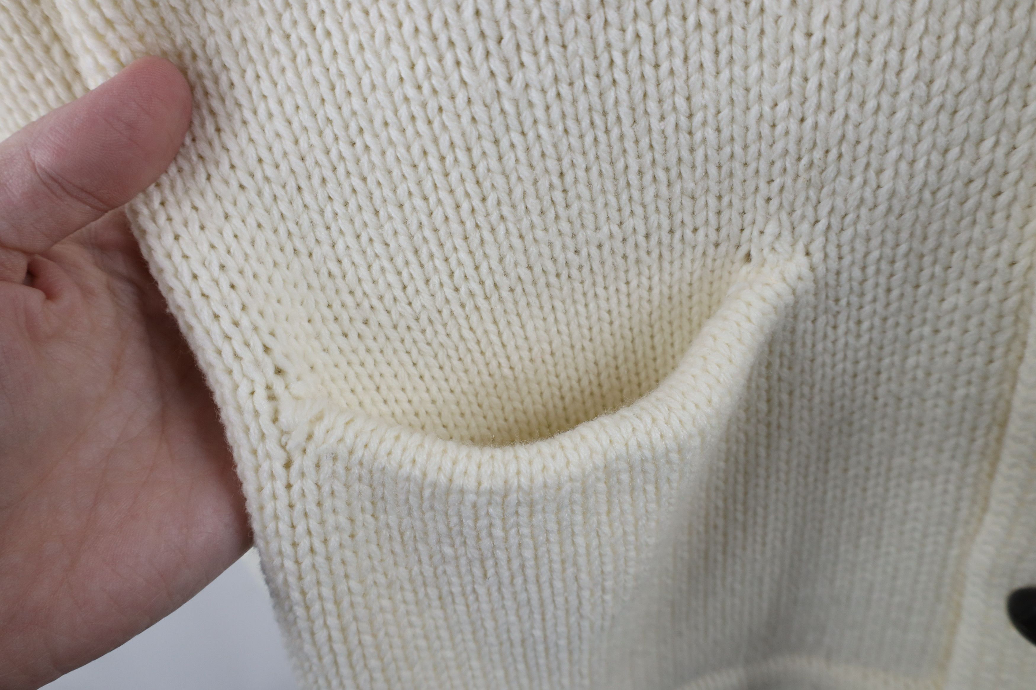 Vintage Vintage 70s Streetwear Knit Shawl Cardigan Sweater Cream Size L / US 10 / IT 46 - 4 Thumbnail