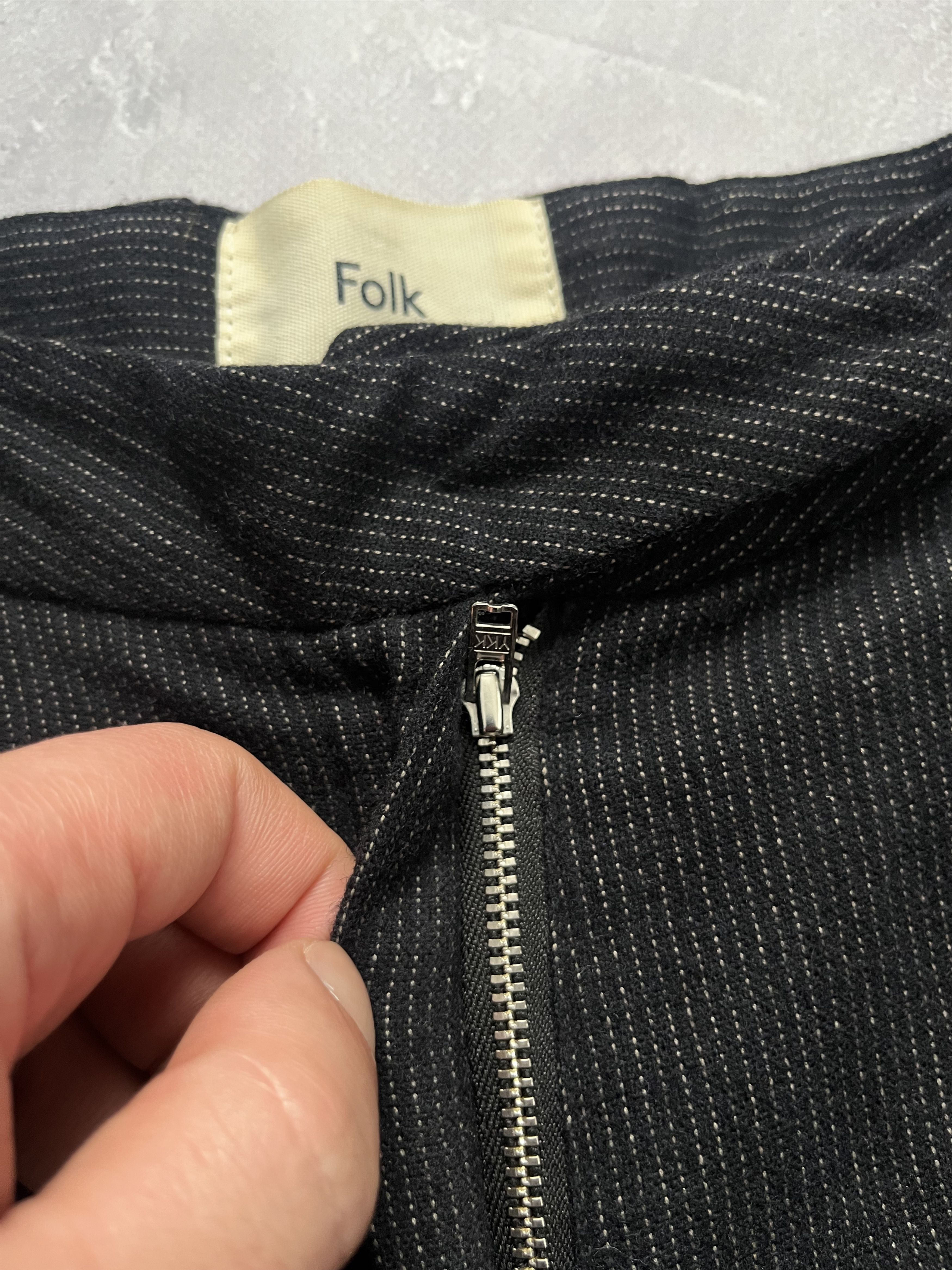 Folk FOLK Pinstripe Wool Trousers Pants Black Size 1/XS Size US 28 / EU 44 - 3 Thumbnail