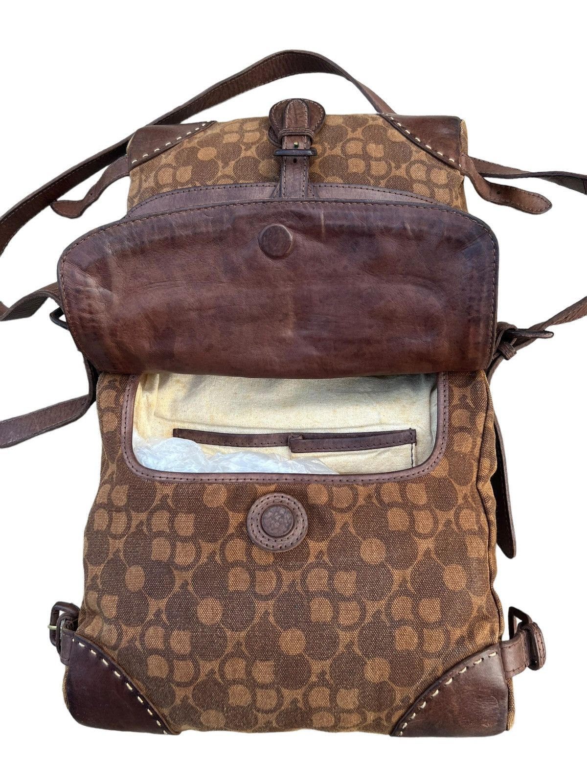 Japanese Brand Genten Japan Hybrid Canvas Leather Bag Size ONE SIZE - 20 Thumbnail
