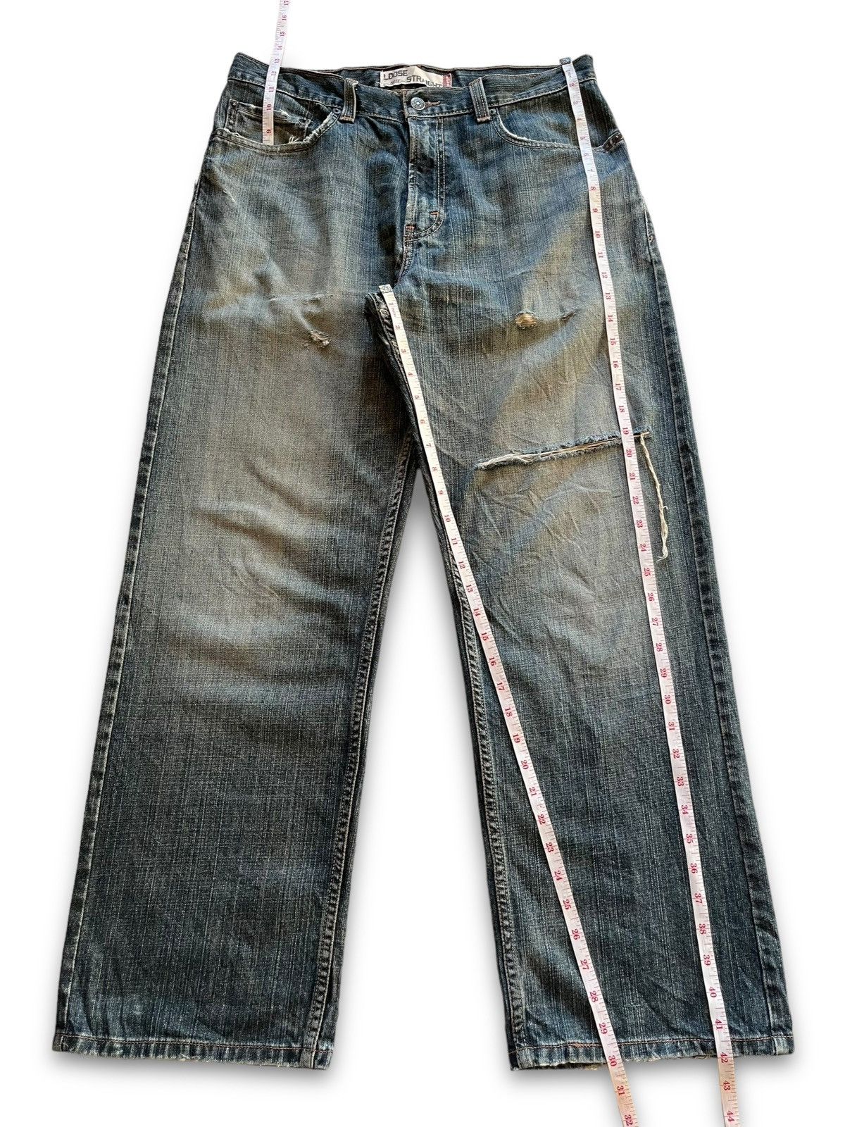 Levi's Vintage 80s Levis 569 Blue Wash Distressed Baggy Jeans 34x30 Size US 34 / EU 50 - 11 Thumbnail