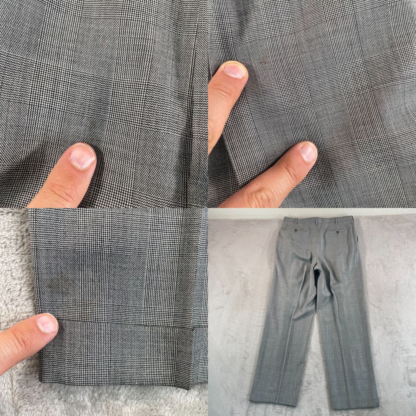 Brooks Brothers VINTAGE Brooks Brothers x Loro Piana Suit Men Glen Check 100% Wool Gray 44L 36x33 | 2 Piece Three-Button Single-Breasted Notch Long Wool Mens Size 44R - 10 Thumbnail