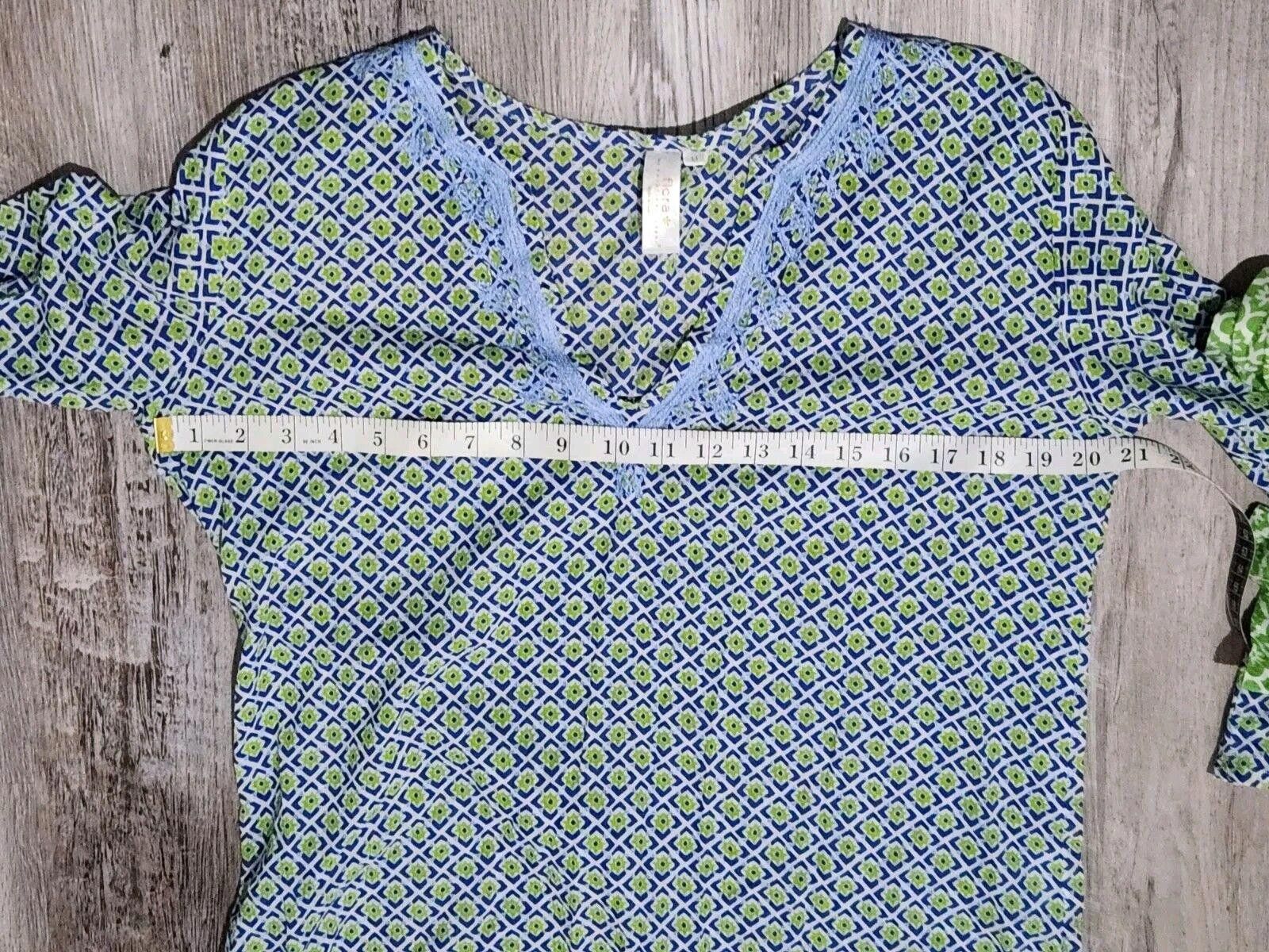NCAA Flora Tops Lot Medium V Neck Lightweight Green Blue tunic Size M / US 6-8 / IT 42-44 - 7 Thumbnail