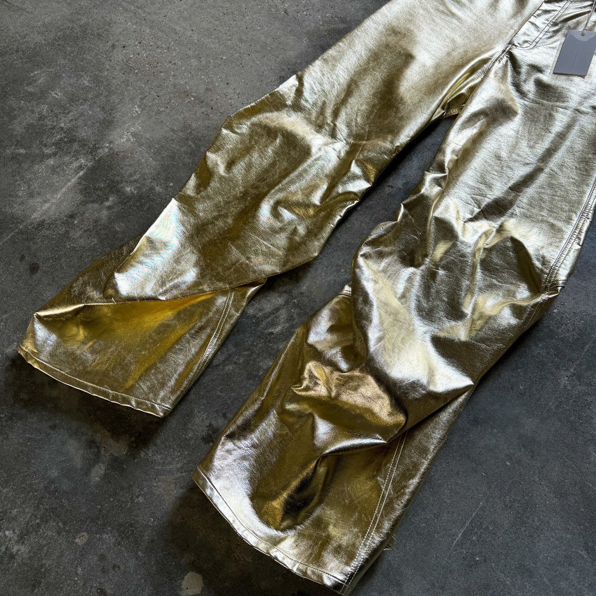 Melitta Baumeister Melitta Baumeister Gold Laminated Denim Pants Size US 29 - 3 Thumbnail