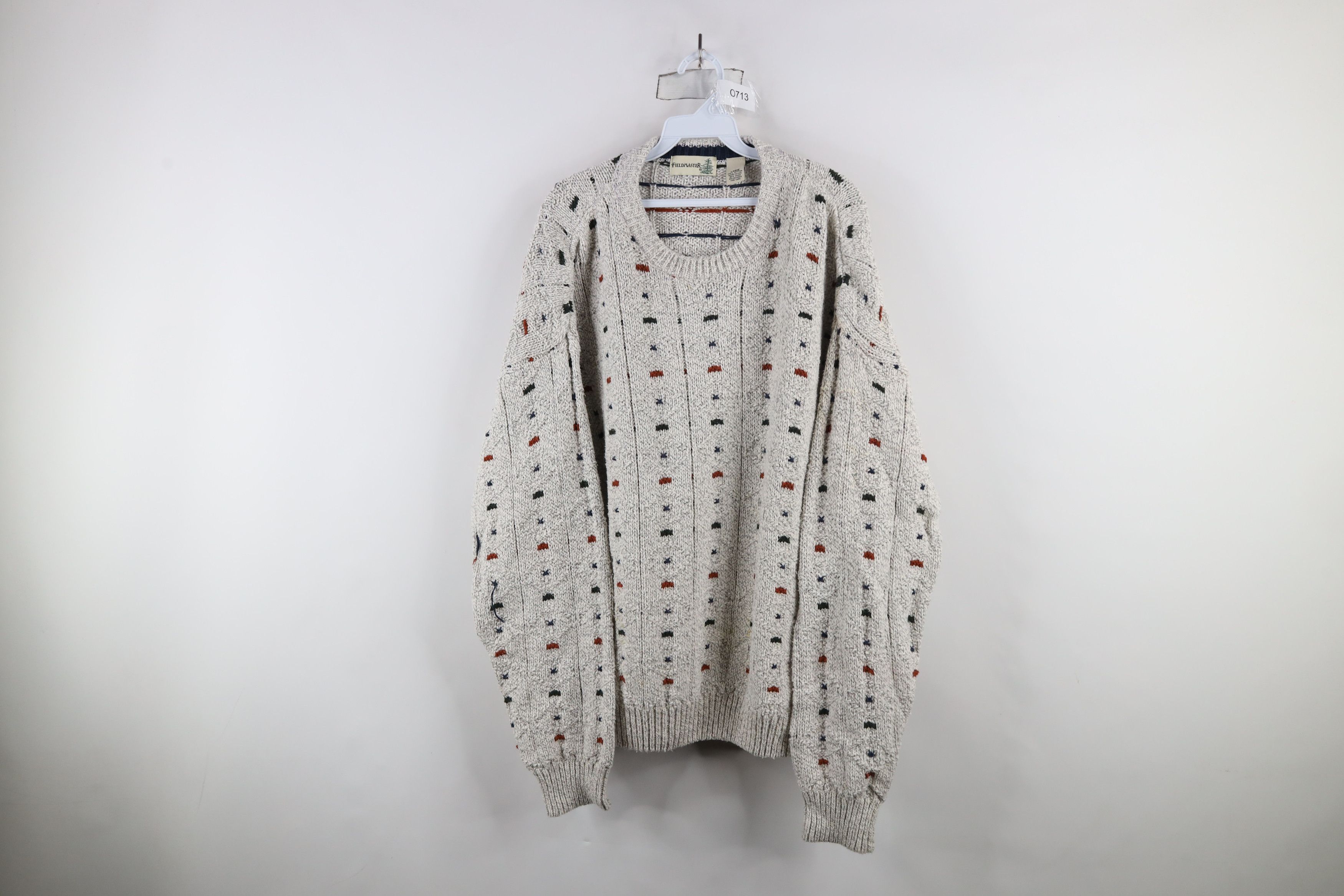 Vintage Vintage 90s Streetwear Geometric Cotton Knit Dad Sweater USA Size US L / EU 52-54 / 3 - 1 Thumbnail