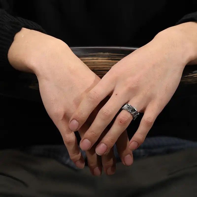Jewelry × Vintage Retro Machine Gear Pattern Index Finger Opening Size Ring Size ONE SIZE - 3 Thumbnail