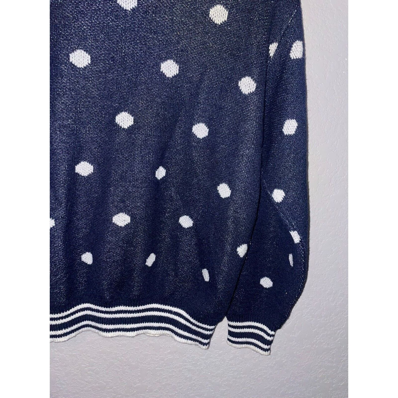 Vintage Vintage Alfred Dunner Polka Dot Sweater Blue VTG 90s XL Size XL / US 12-14 / IT 48-50 - 4 Thumbnail