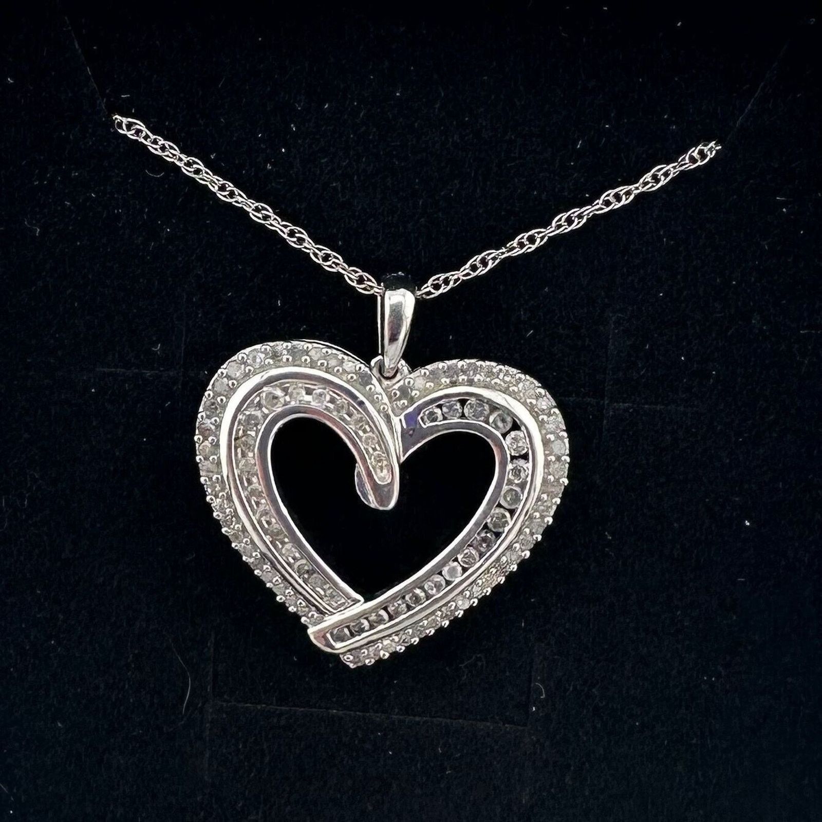 Other Beautiful 1/2 Carat Natural Diamond Heart Necklace Sterling Size ONE SIZE - 12 Thumbnail