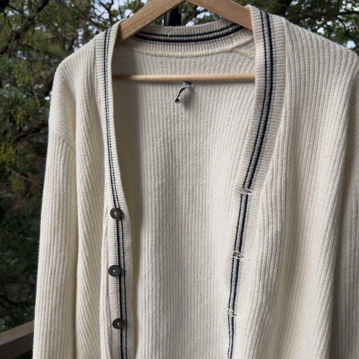 Vintage 60s Striped Acrylic Cardigan Sweater ERD Grunge Kurt Faded Size US L / EU 52-54 / 3 - 5 Thumbnail