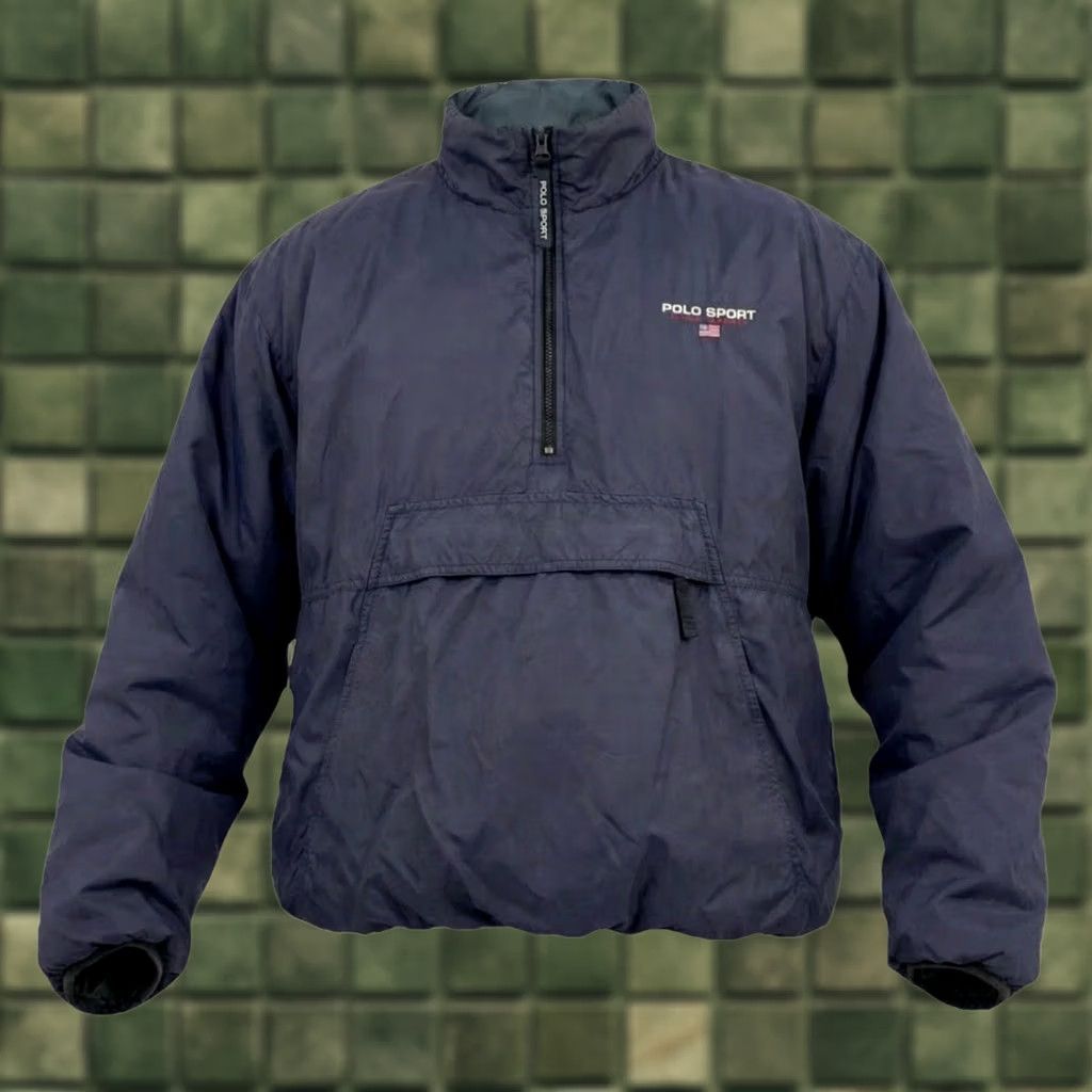 Ralph Lauren VINTAGE Polo Sport Ralph Lauren Reversible 1/2 Zip Pullover Jacket Men’s Large Blue N/A 90s Mens Size US L / EU 52-54 / 3 - 1 Thumbnail