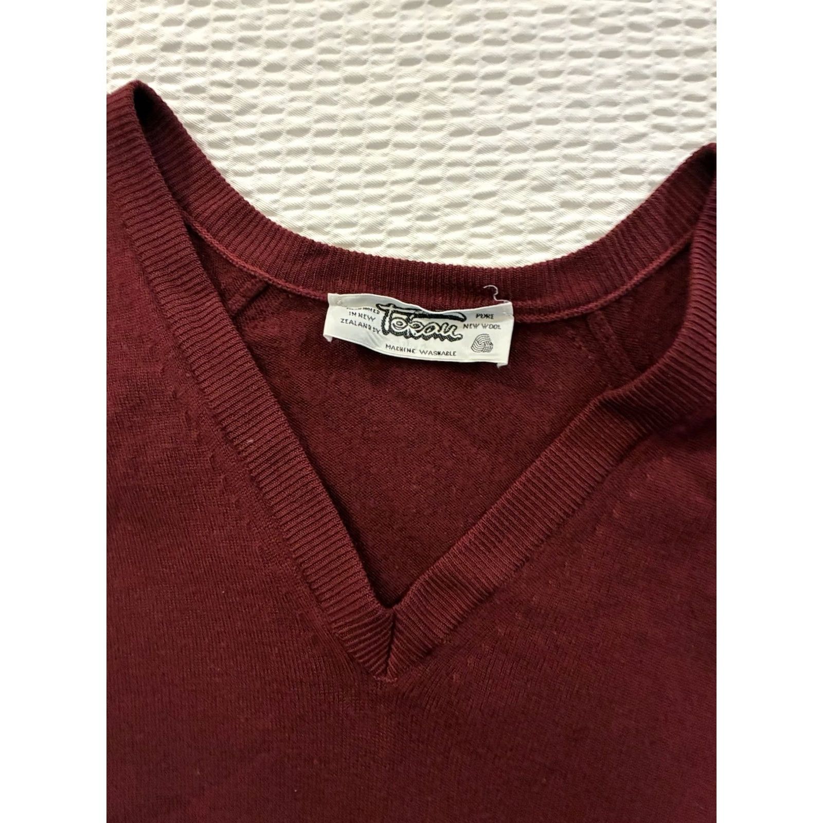 Vintage Tekau Pullover Shirt Mens 2XL Red Henley 100% Wool Long Sleeve Shirt Size XXL / US 16-18 / IT 52-54 - 3 Thumbnail