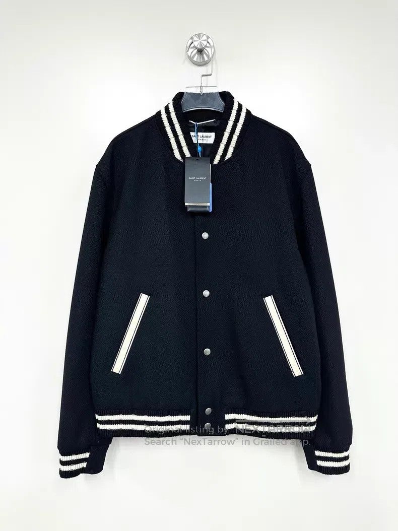 Saint Laurent Paris Saint Laurent Paris Black Back Logo Printed Baseball Jacke Size US L / EU 52-54 / 3 - 1 Thumbnail