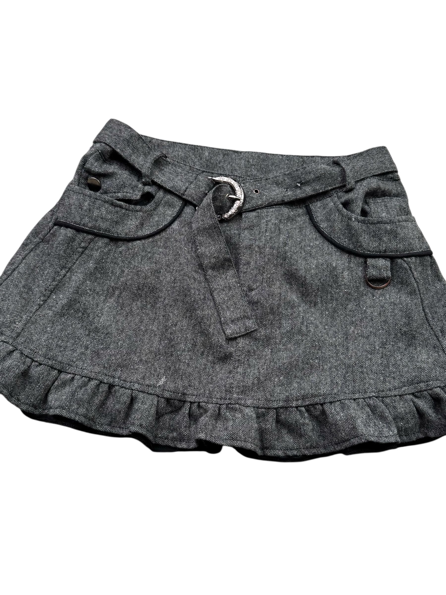 Japanese Brand Vintage Mini Skirt With Belt W246(V9) Size 27" / US 4 / IT 40 - 2 Thumbnail
