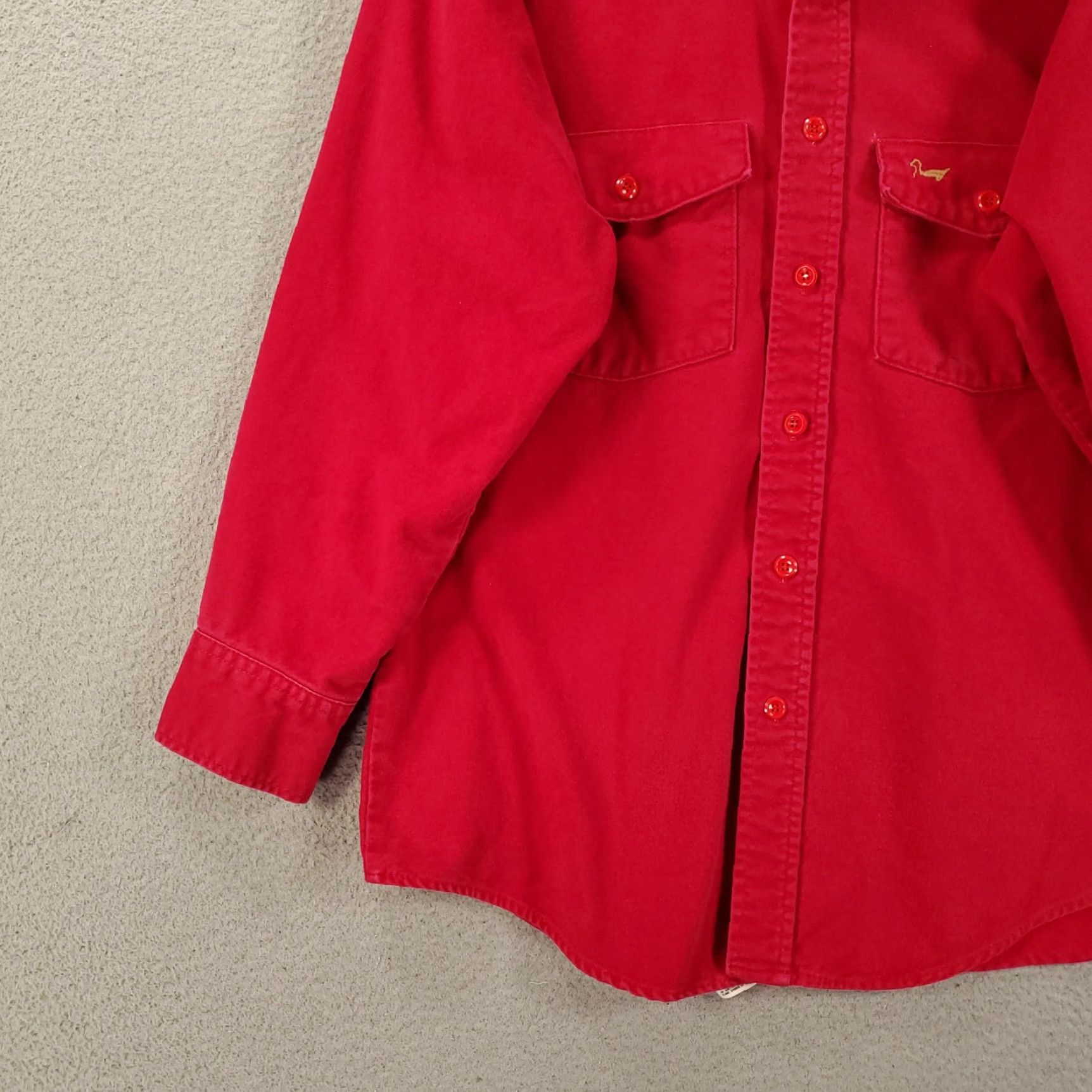Denime VINTAGE Duxbak Shirt Mens Large Red Denim Button Up Long Sleeve Button Pockets Size US L / EU 52-54 / 3 - 3 Thumbnail