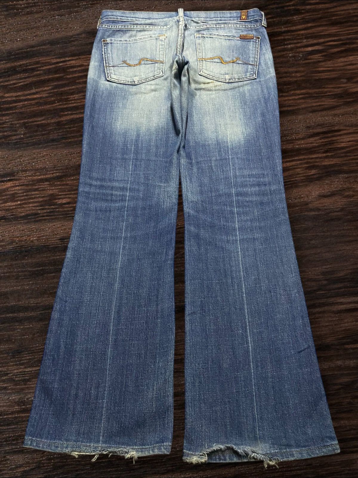 7 For All Mankind × The Great China Wall Vintage 7 All Mind Kind Faded Wash Distressed Flare Jeans Size US 31 - 2 Thumbnail