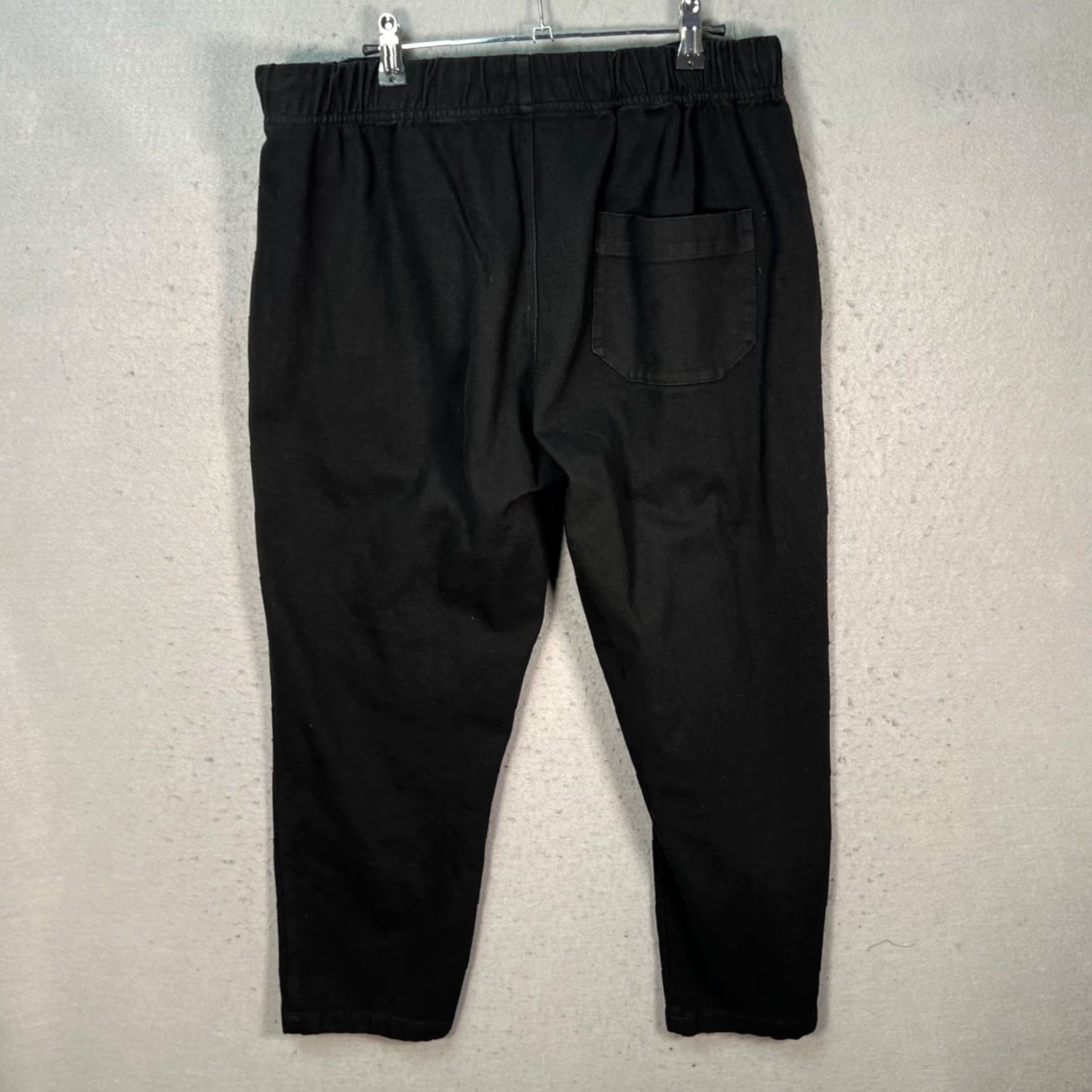 Vintage Sampson & Taylor Mens Large Cropped Black Cotton Drawstring Pants Elastic Waist - Chino, Flat Front, Tapered, 27 In Inseam, 32 In Waist, Regular Size US 33 - 2 Thumbnail