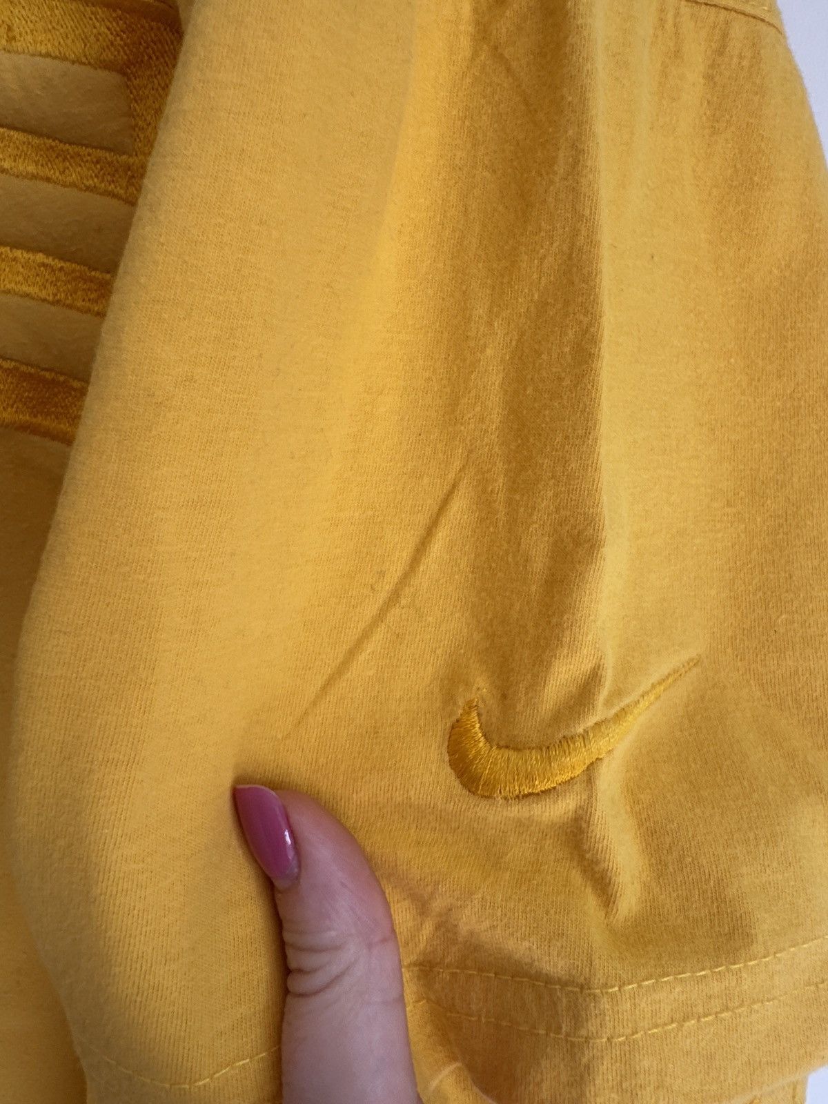 Nike Vintage Nike Yellow Embossed Logo Tee - Made in USA - Size L Size US L / EU 52-54 / 3 - 7 Thumbnail