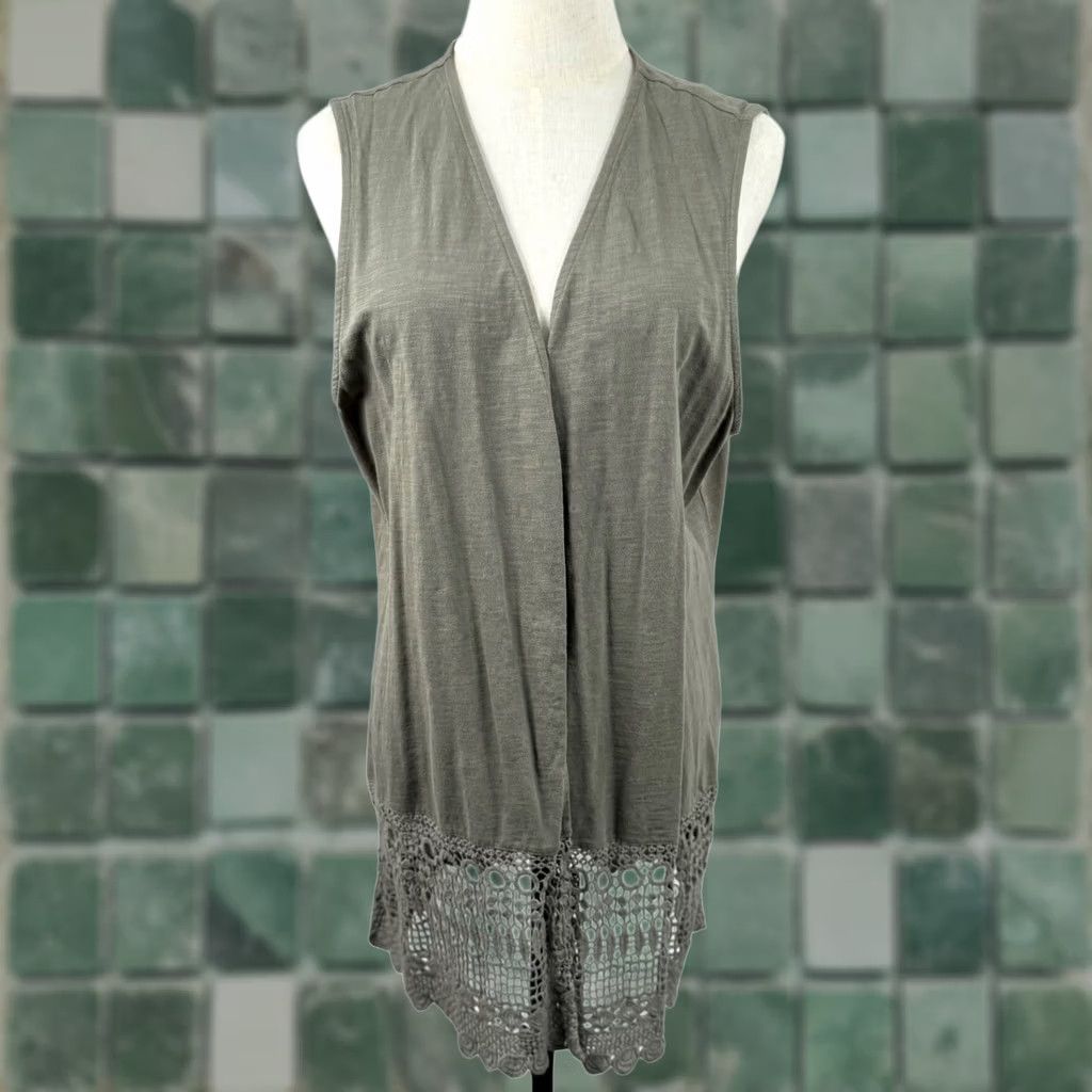 Vintage Chico Georgianna Easywear Vest 2 L Cotton Crochet Lace Hem Boho Slub Cottagecore Size L / US 10 / IT 46 - 1 Thumbnail