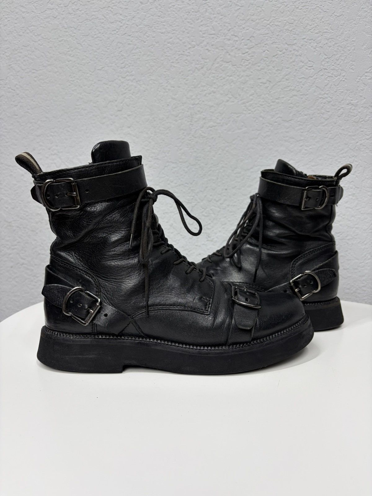 If Six Was Nine Vintage 00s Guidi CCP Style Distressed Leather Biker Boots Size US 7 / EU 40 - 6 Thumbnail